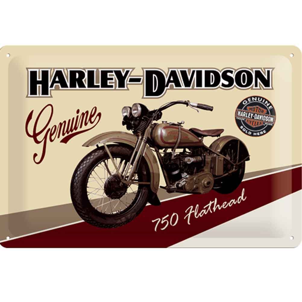 Plaque Décorative Harley Davidson Genuine En Métal 20 X 15 Cm 