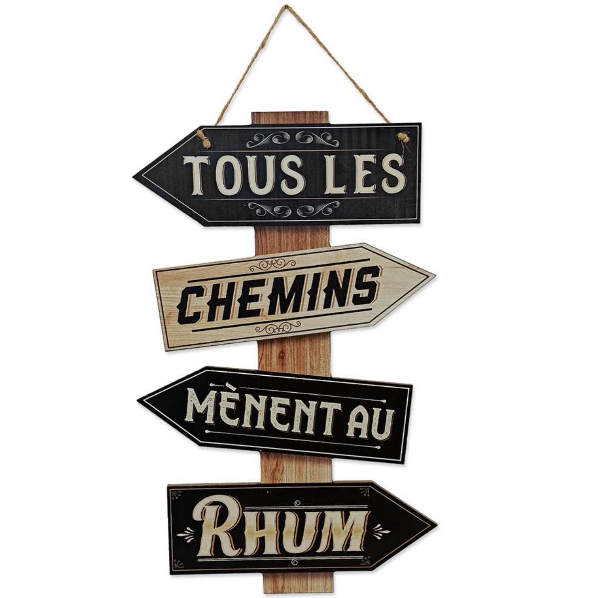 Décoration murale en bois Tous les chemins mènent au Rhum