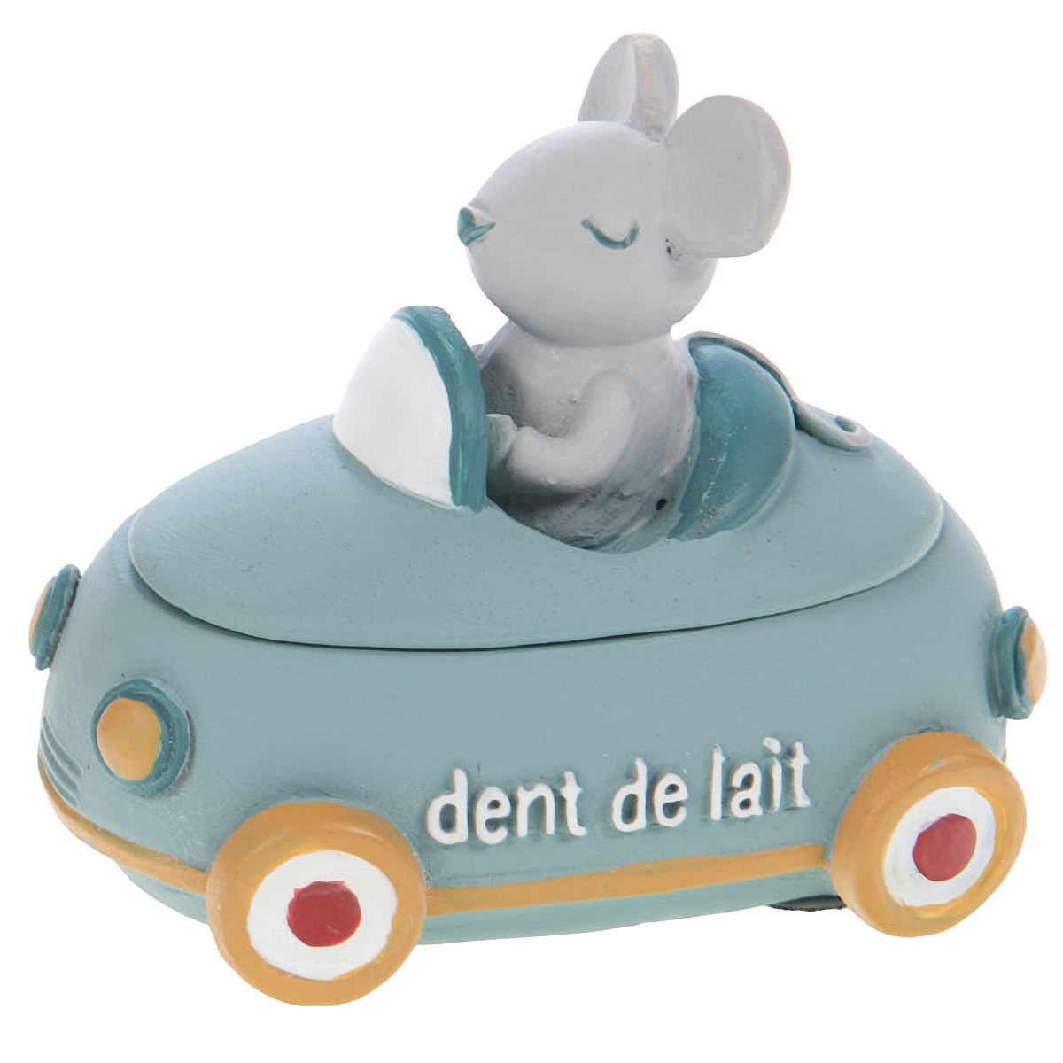 Boite  dents de lait Souris en voiture bleue