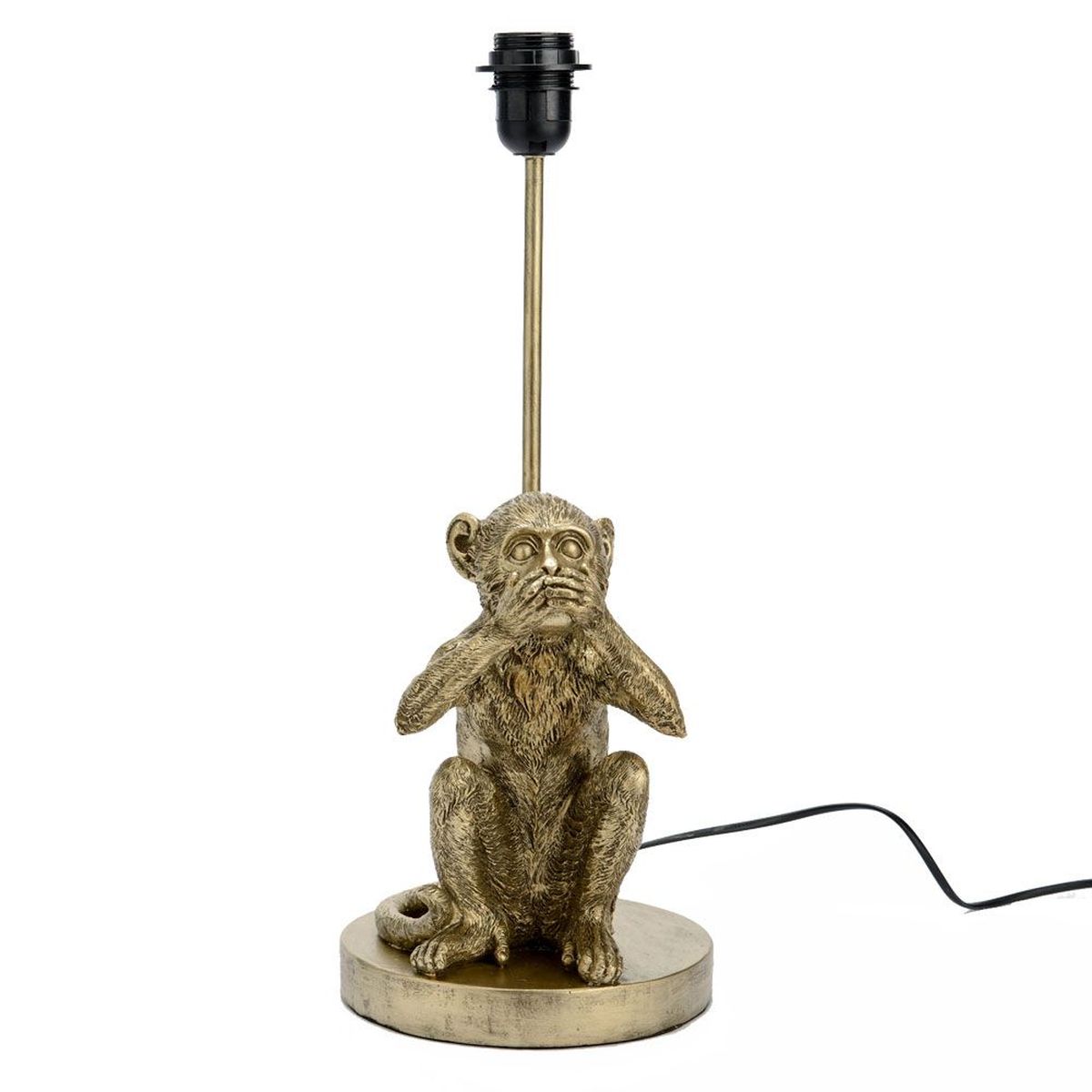 Pied de Lampe Singe en rsine Or - Ne pas parler