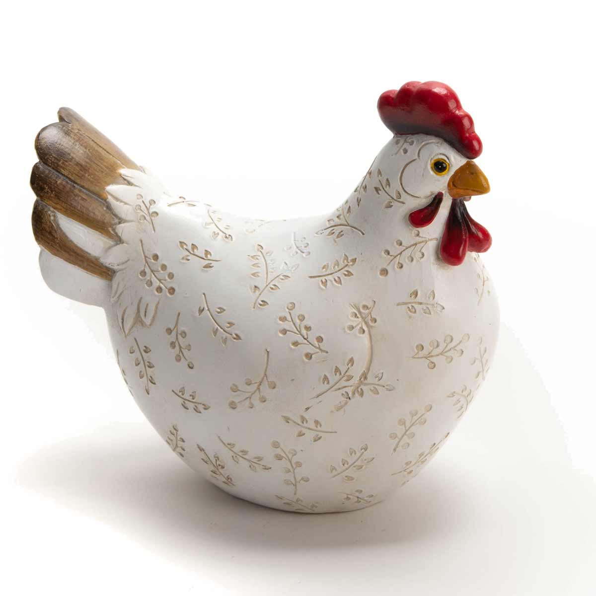 Figurine poulette blanche en rsine 21 cm