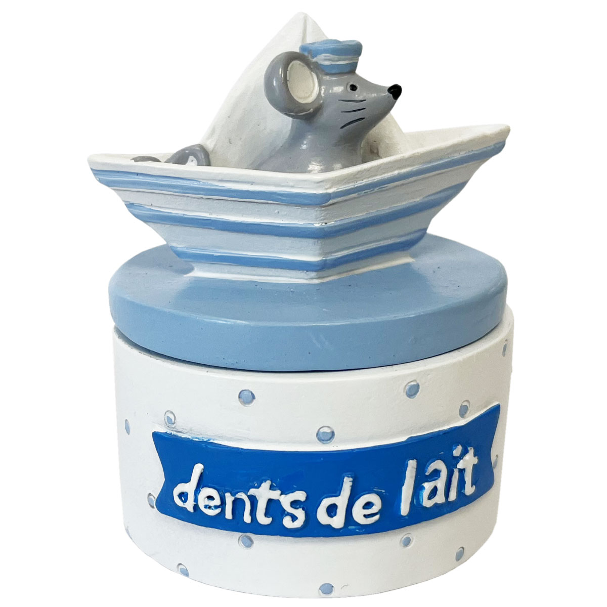 Petite boite  dents de lait petit moulin Blanche et bleu