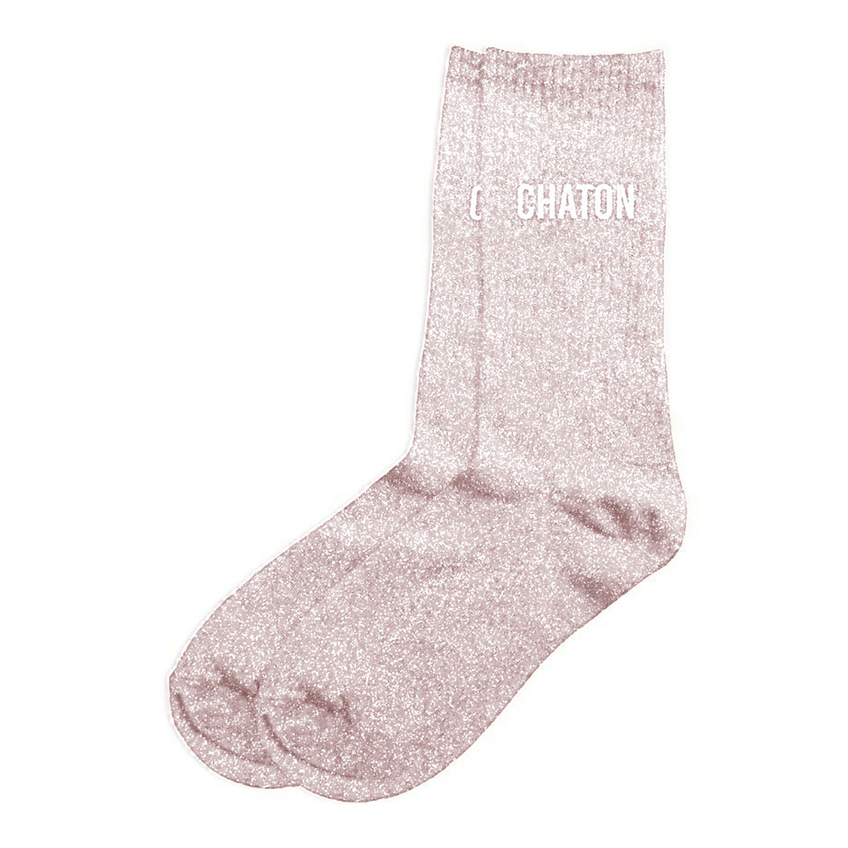 Paire de chaussettes Paillettes Chaton  rose pastel