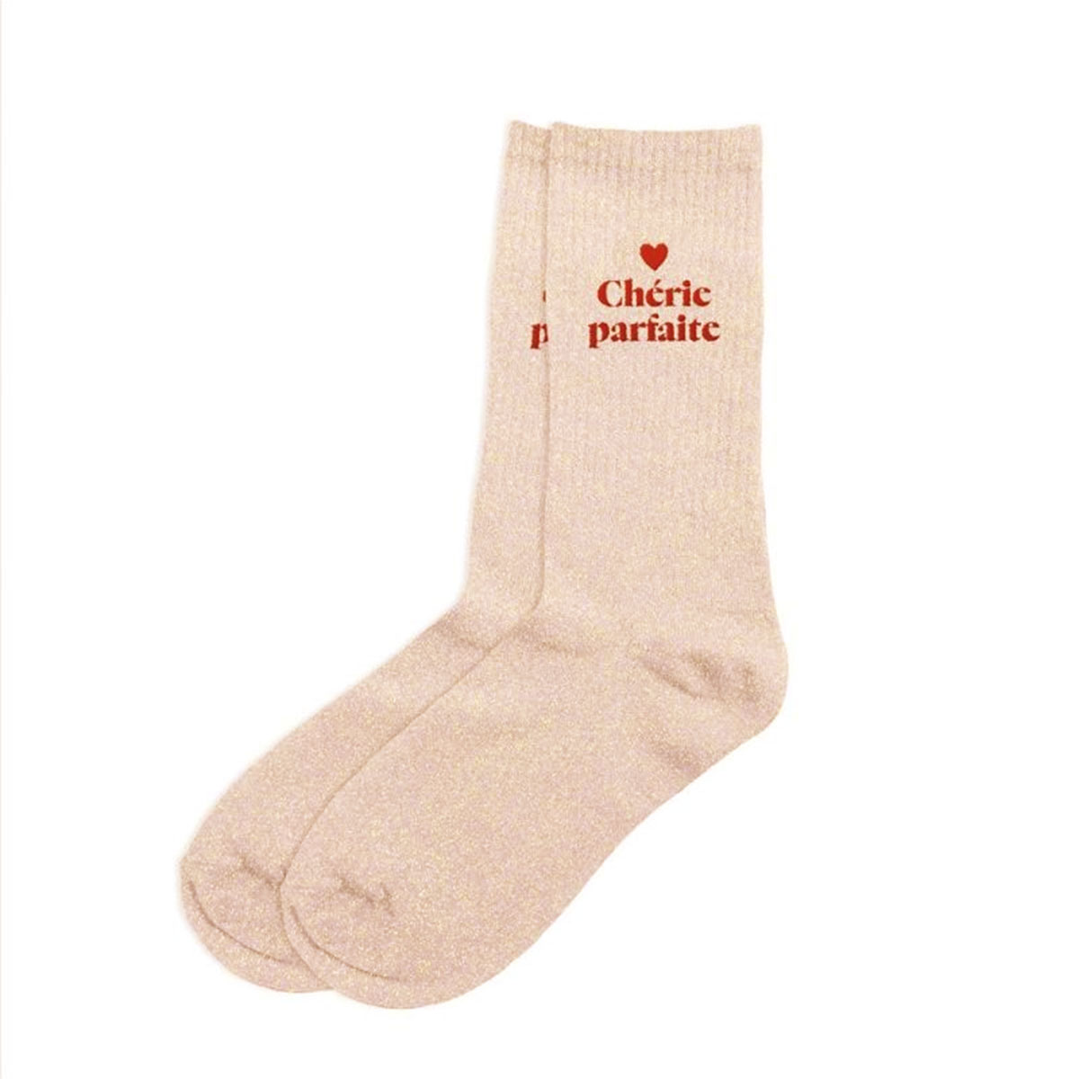 Paire de Chaussettes Pailletes Chrie Parfaite - Beige et Or