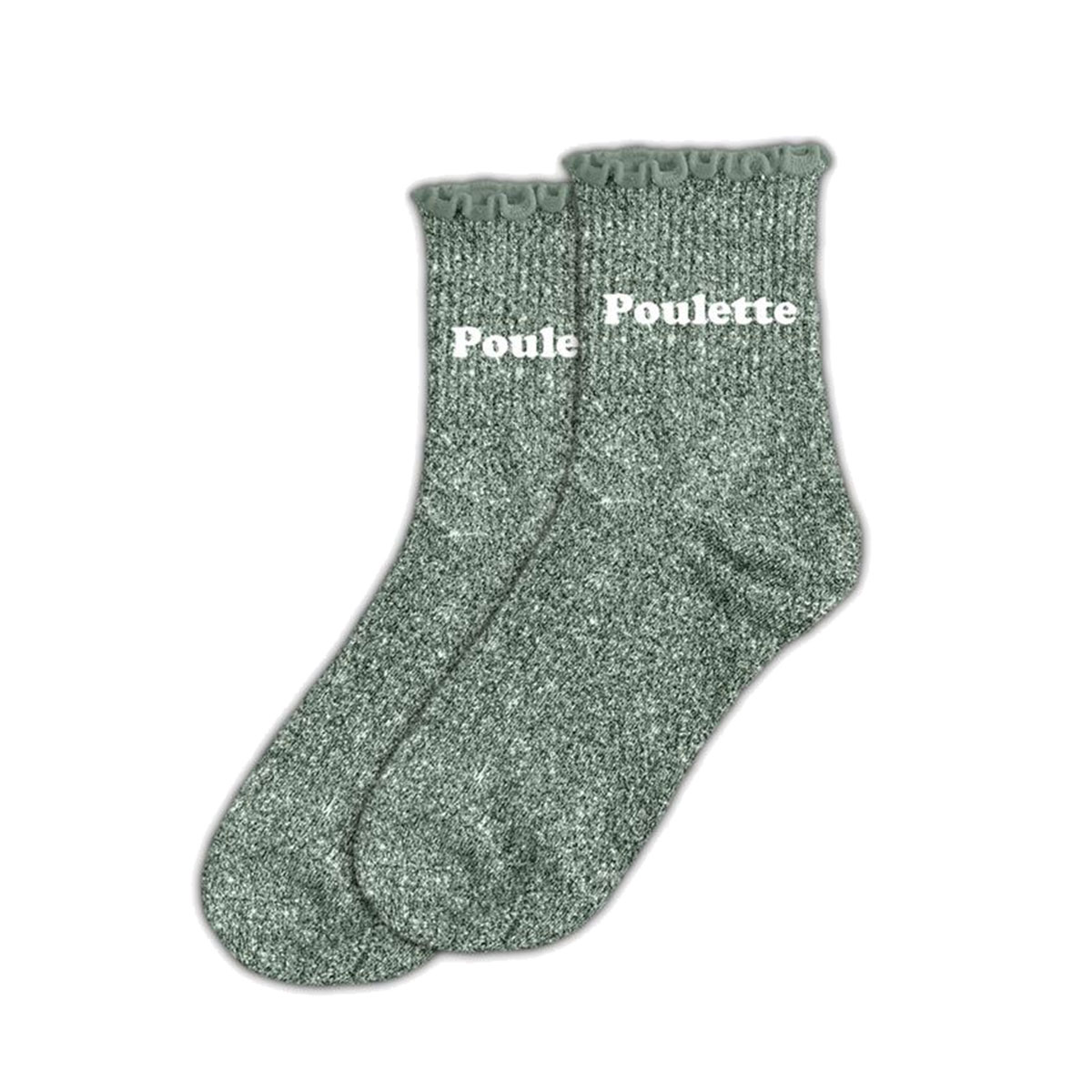 Paire de Chaussettes Festonnes Pailletes Poulette - Vert