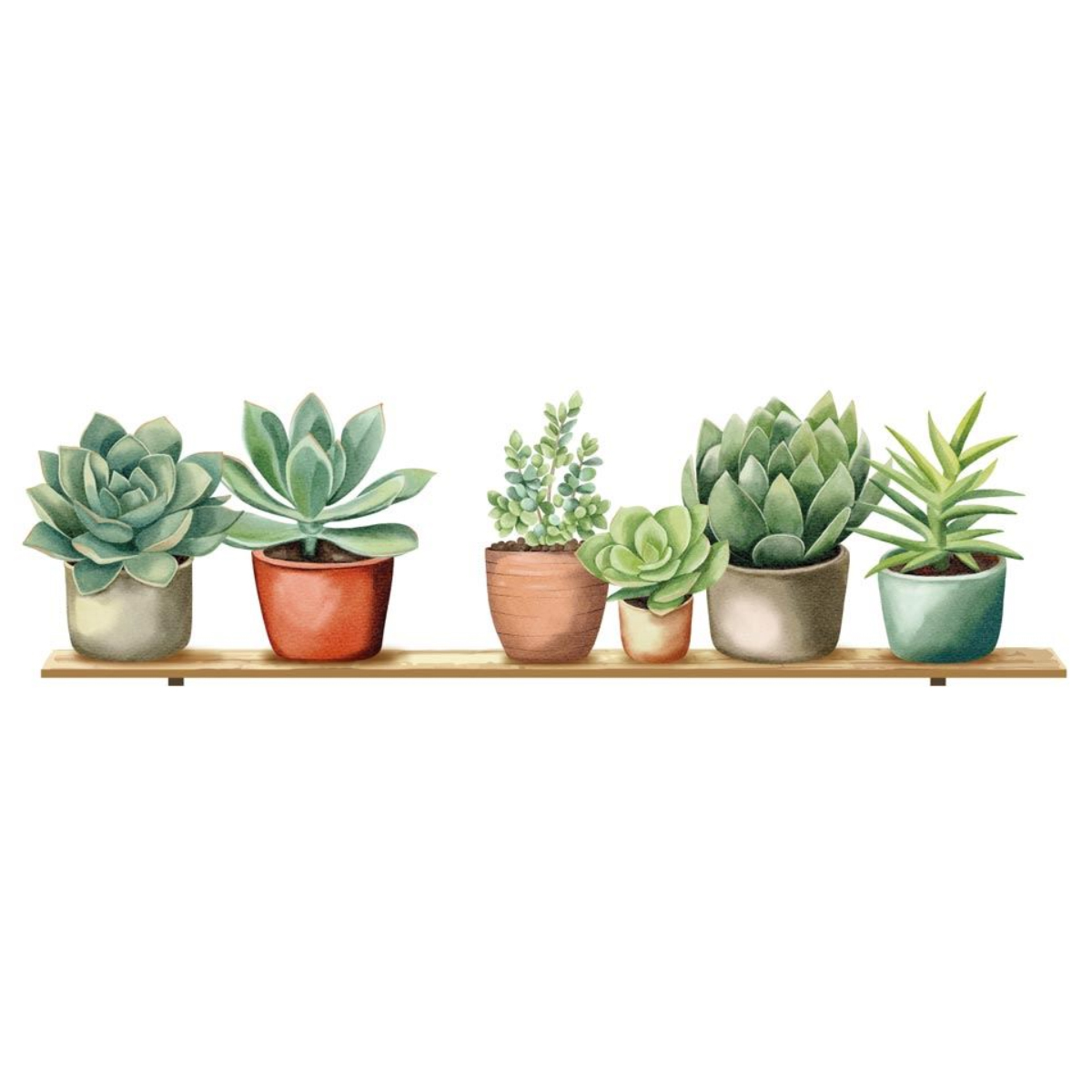 Sticker Dcoration Murale - Pots de Plantes Aquarelle