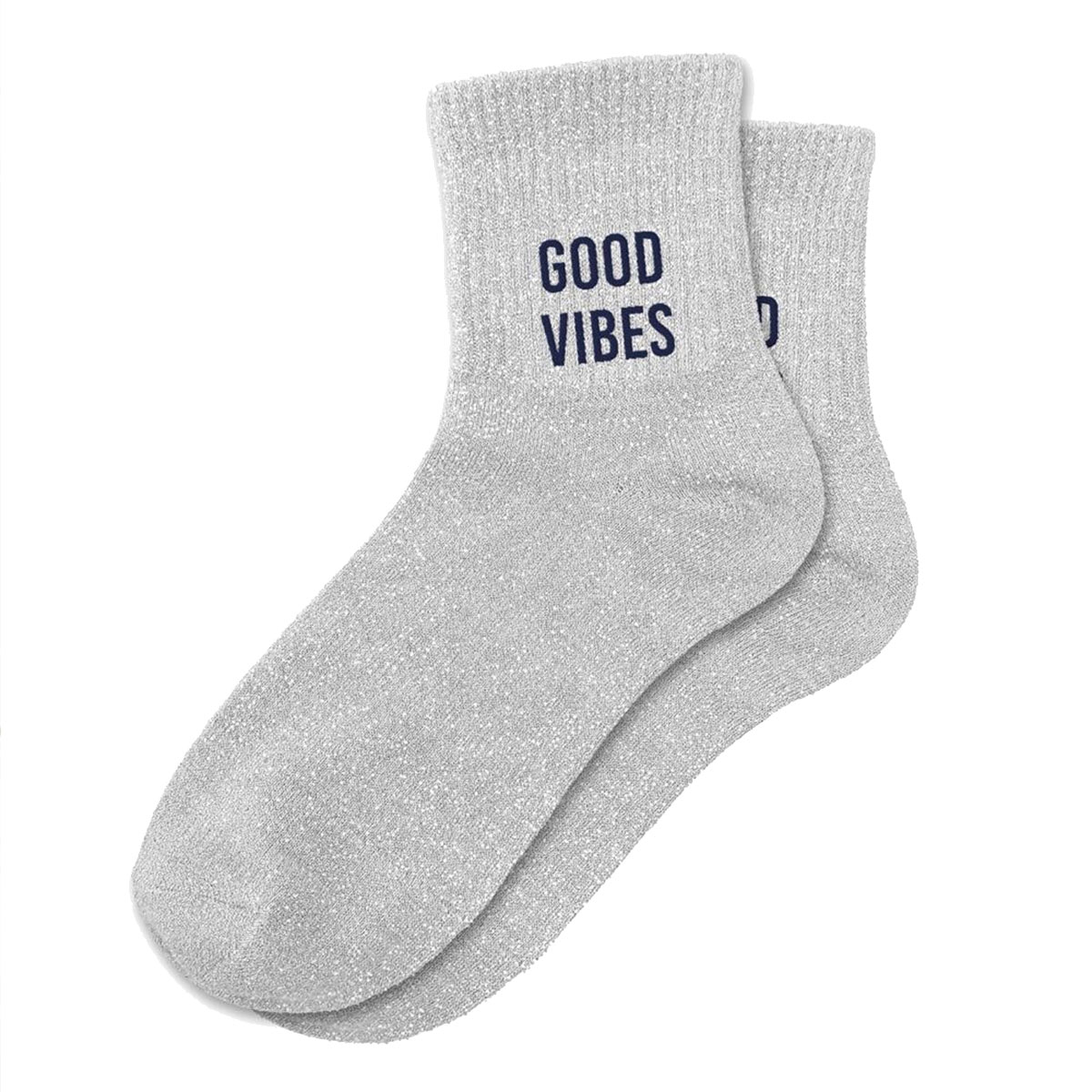 Paire de Chaussettes Paillettes Good Vibes  Gris