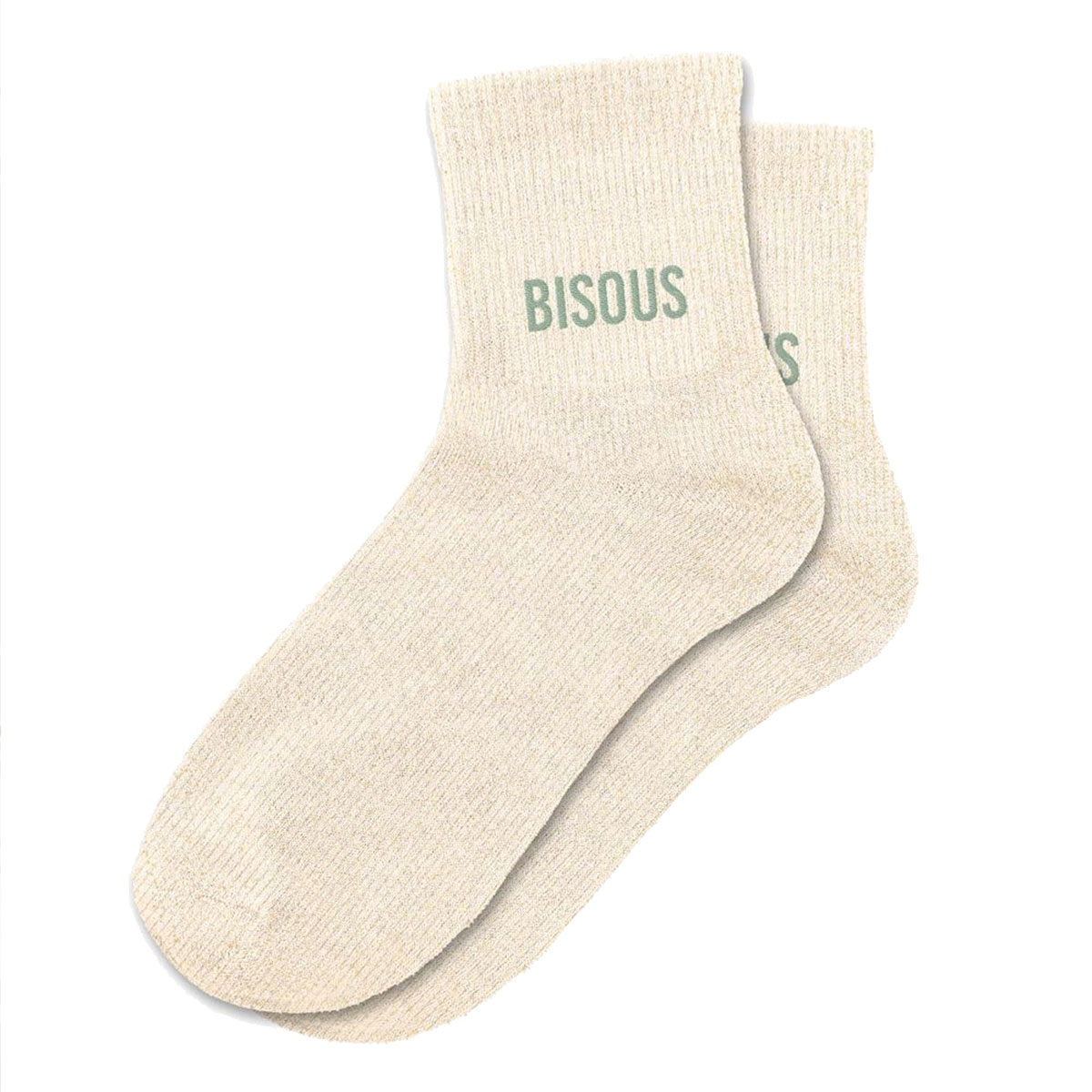 Paire de chaussettes paillettes Bisous  Beige