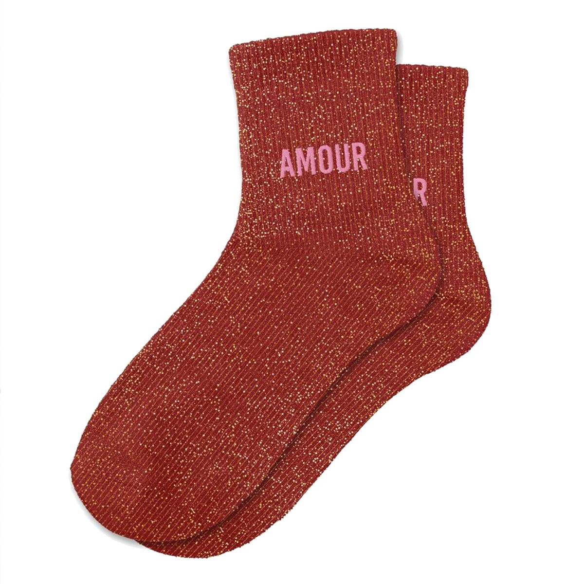 Paire de Chaussettes Paillettes Amour  Rouge