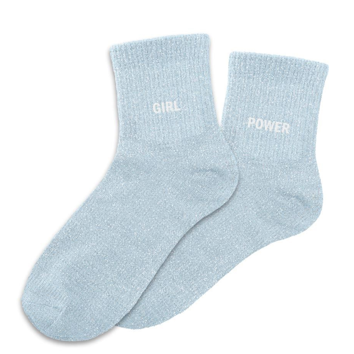 Paire de Chaussettes Pailletes Bleu Ciel Girl Power