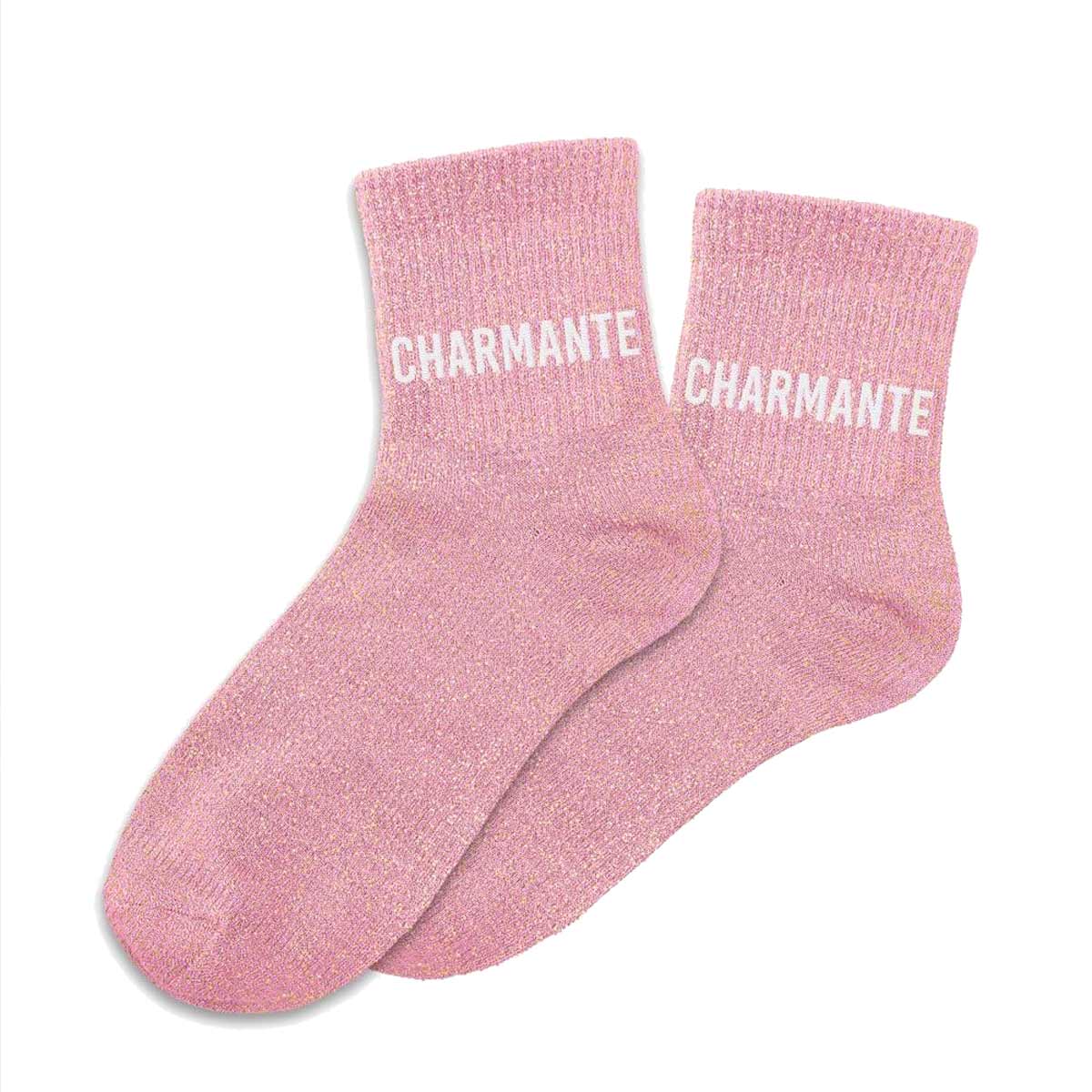 Paire de Chaussettes Pailletes Charmante Rose