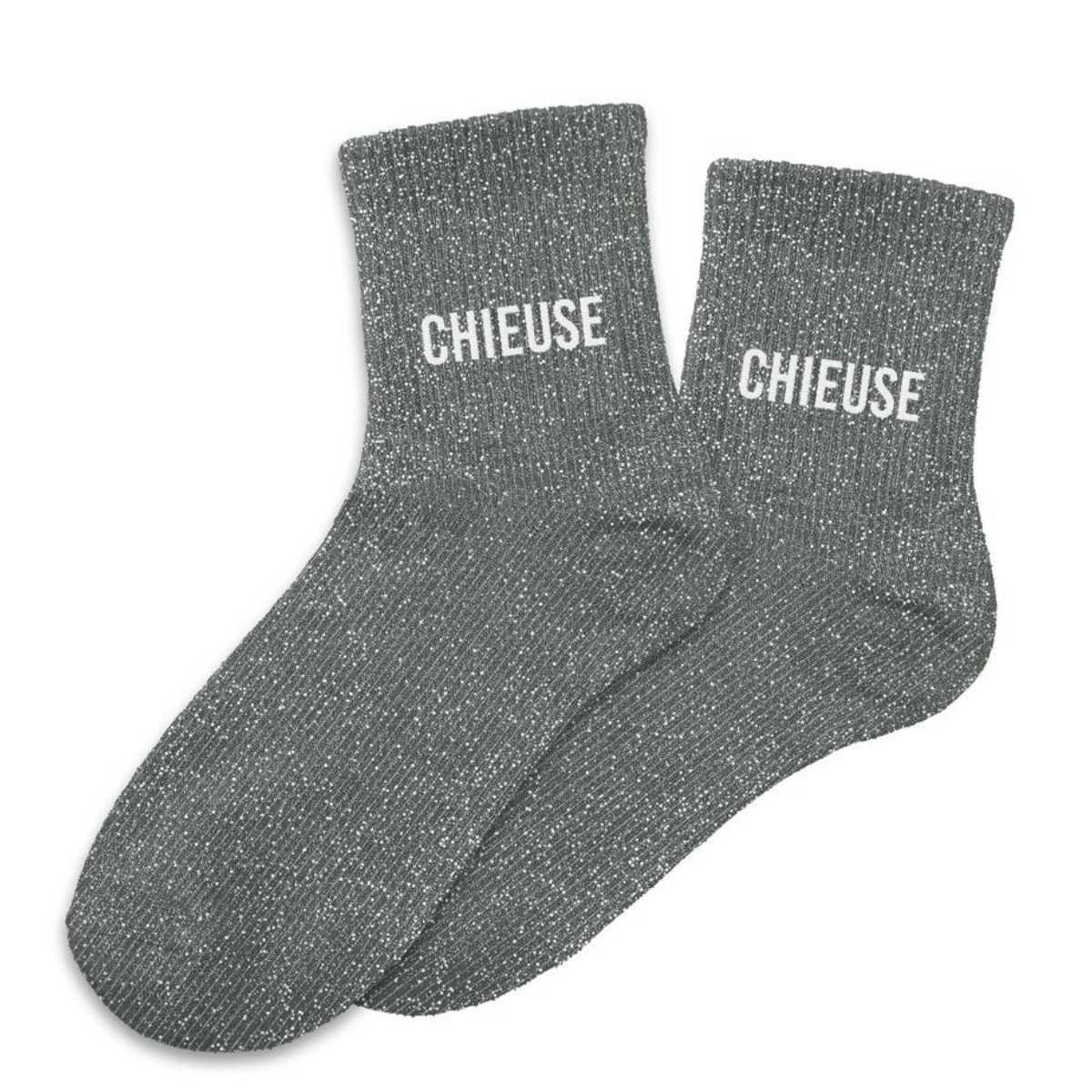 Paire de Chaussettes Pailletes Chieuse Grise