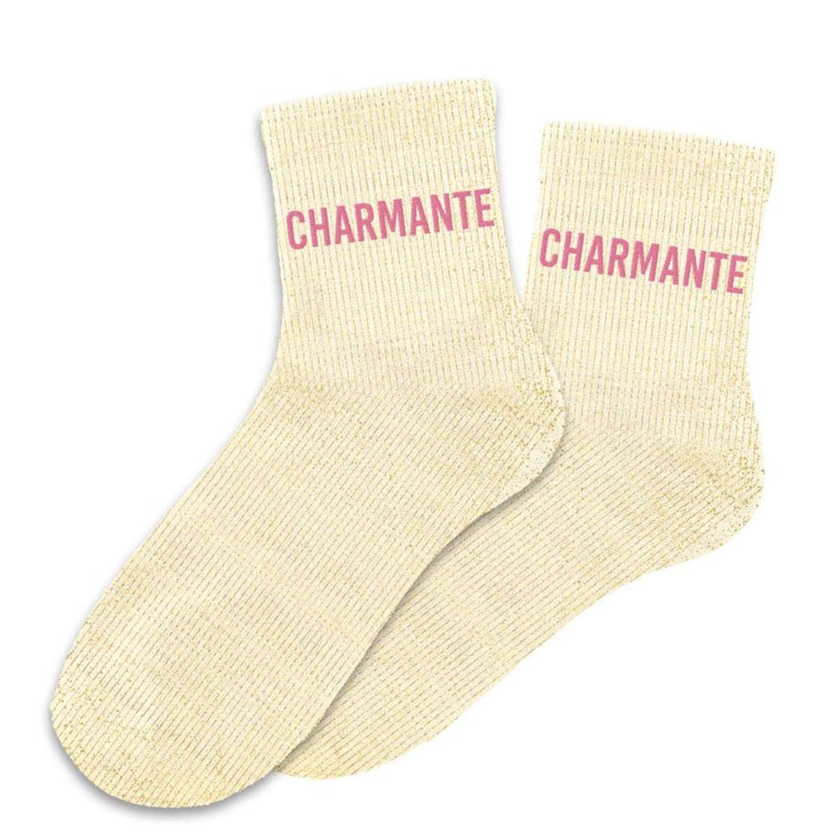 Paire de Chaussettes Pailletes Charmante Beige