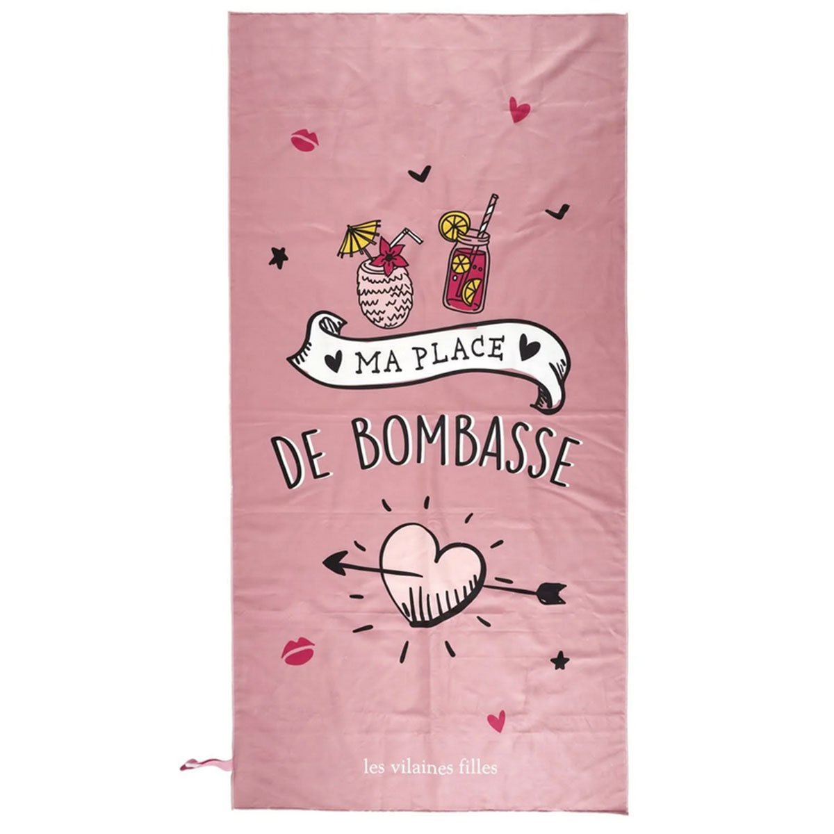 Serviette de plage rose Ma place de bombasse