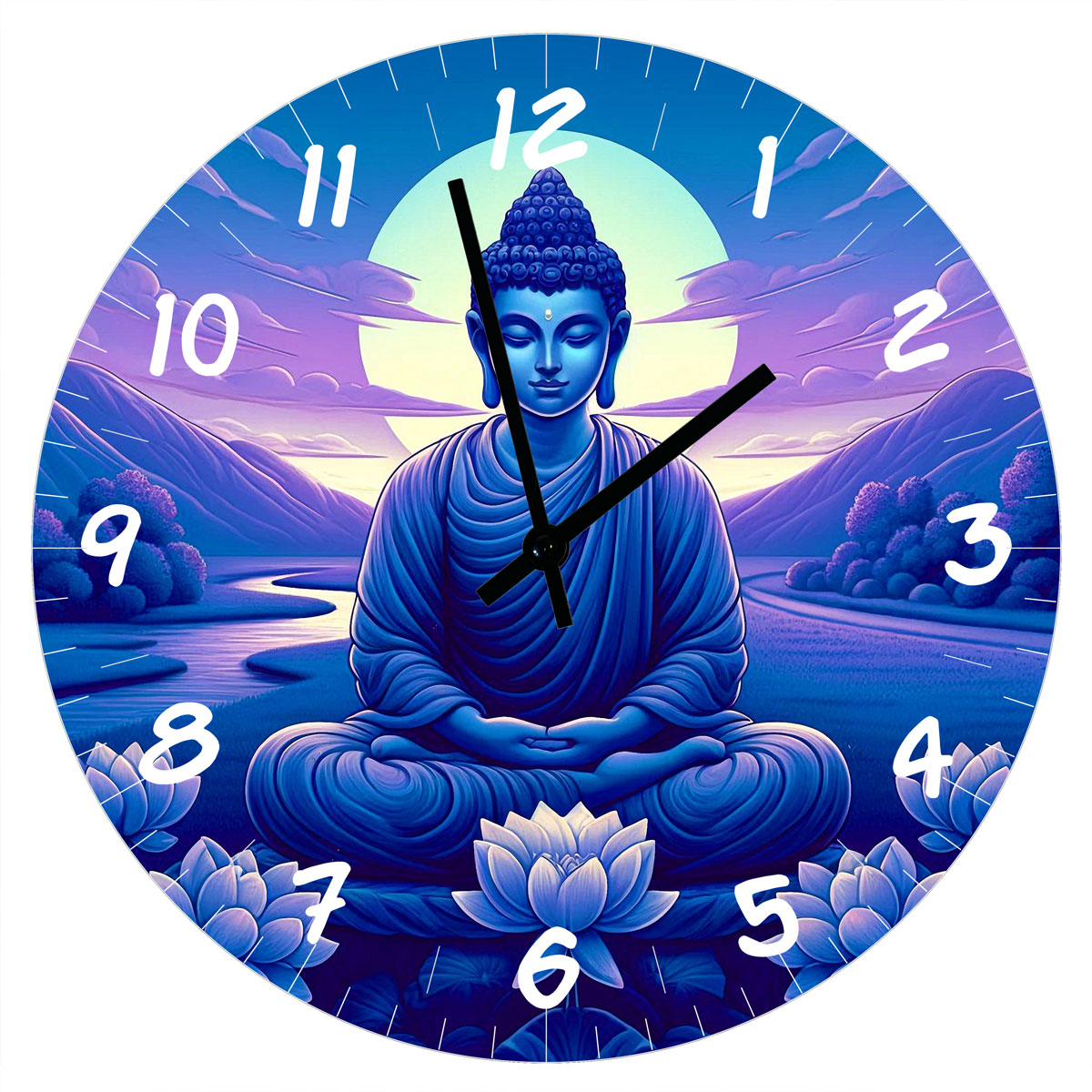 Horloge Ronde en verre sagesse de Bouddha CBKreation 29 cm