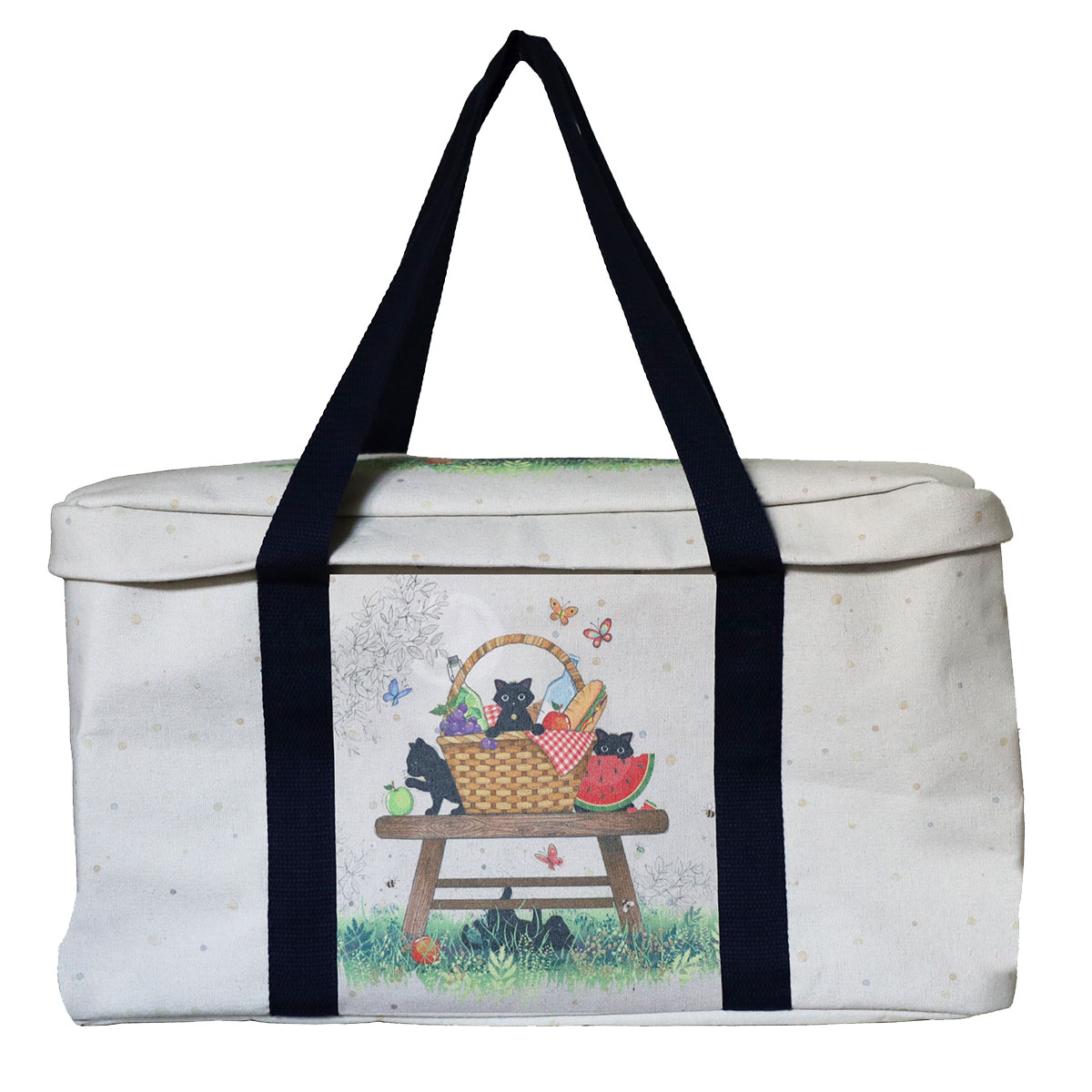 Panier isotherme en coton - chatons en picmic