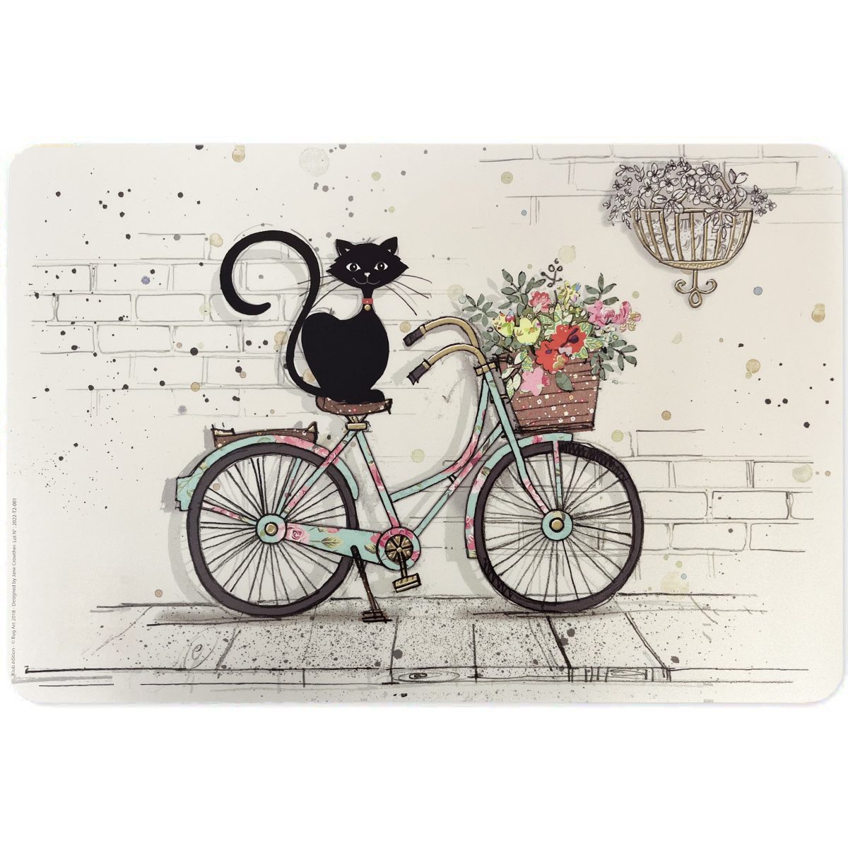 À bicyclette, un sticker coloré avec un chat et une tortue