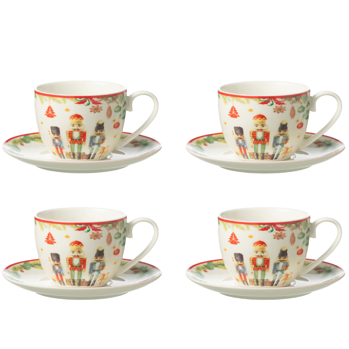 Coffret de 4 tasses  th avec sous-tasses casse-noisette