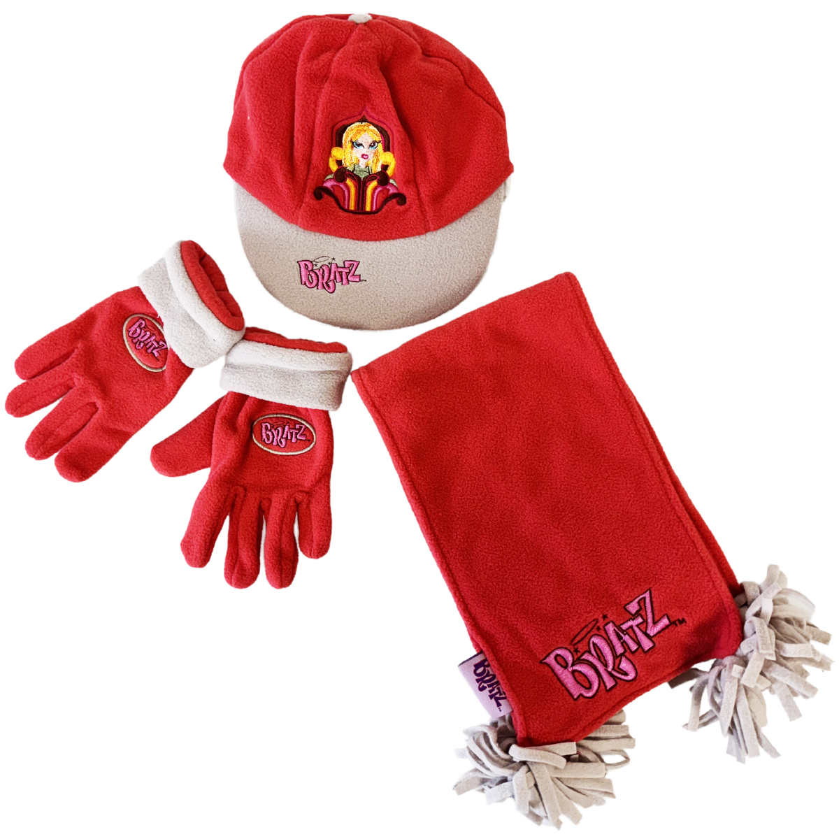 Set casquette charpe gants Bratz rouge taille 56-58 cm