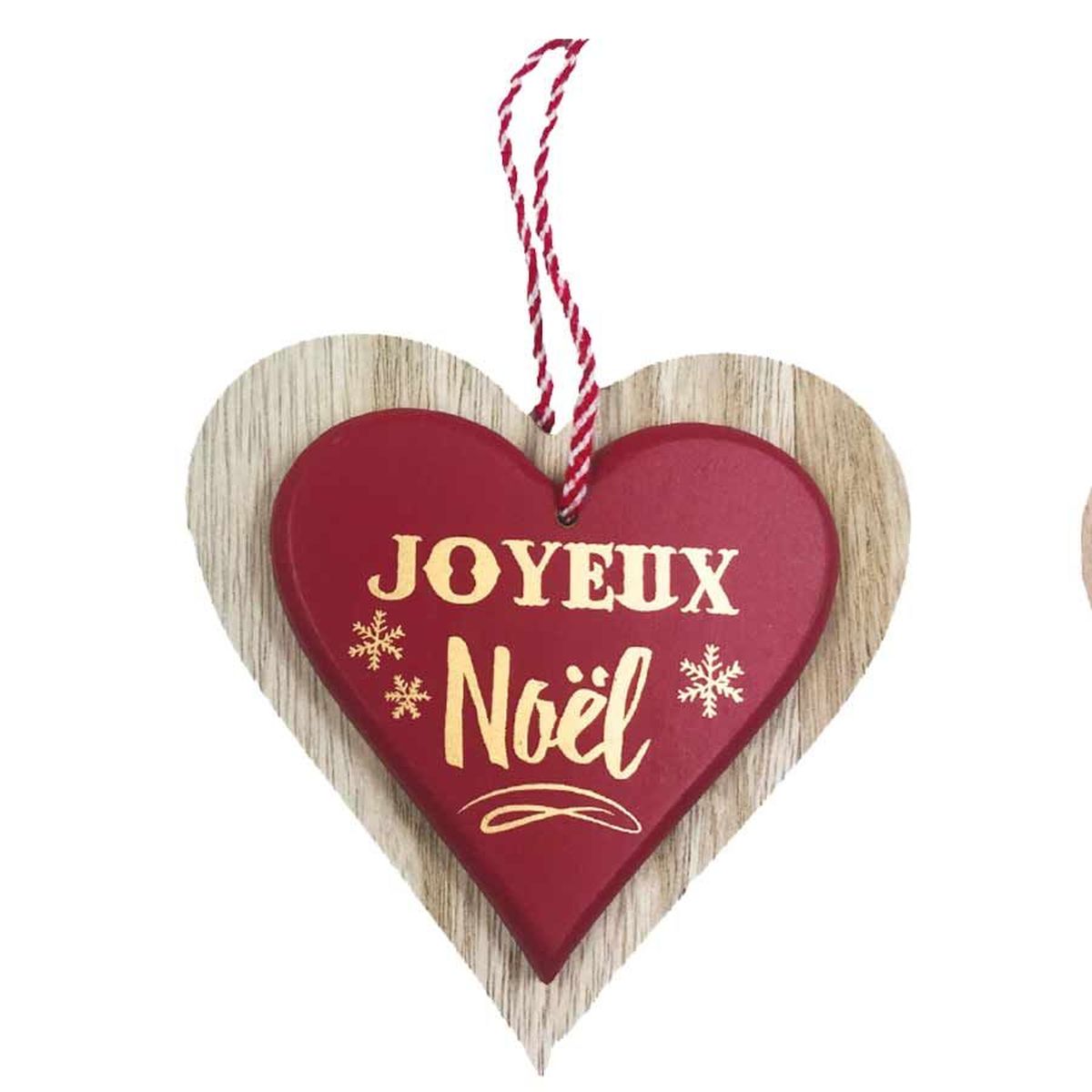 Décoration de Noël coeur de bois - Joyeux Noël