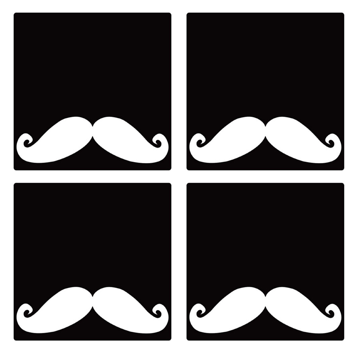 Lot de 4 dessous de verres carrs Moustache blanche by Cbkreatio