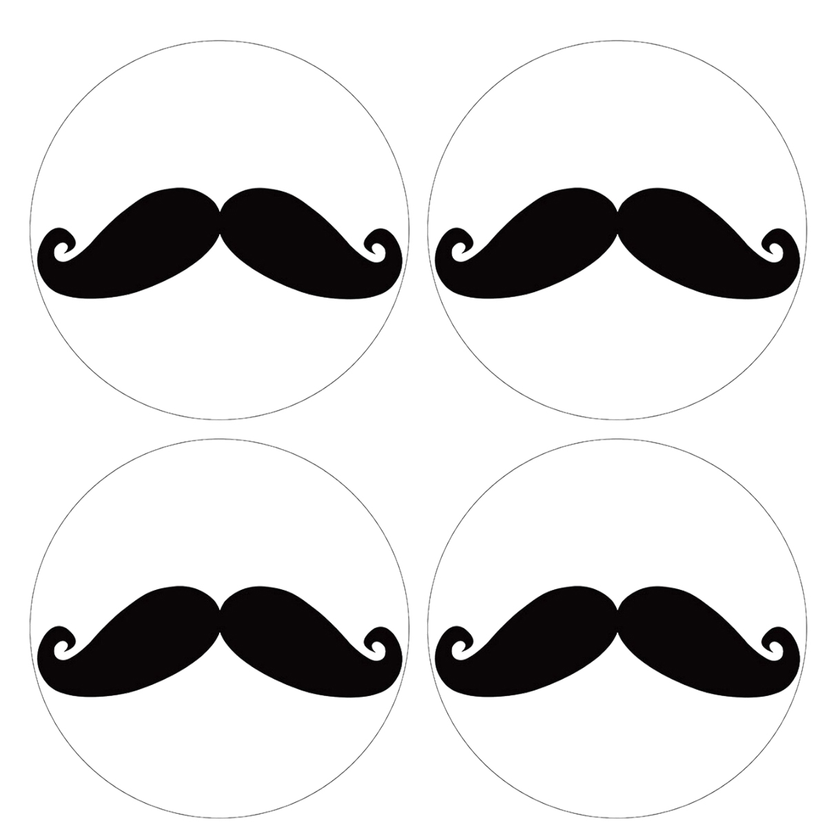 Set de 4 dessous de verres ronds Moustache noire by Cbkreation