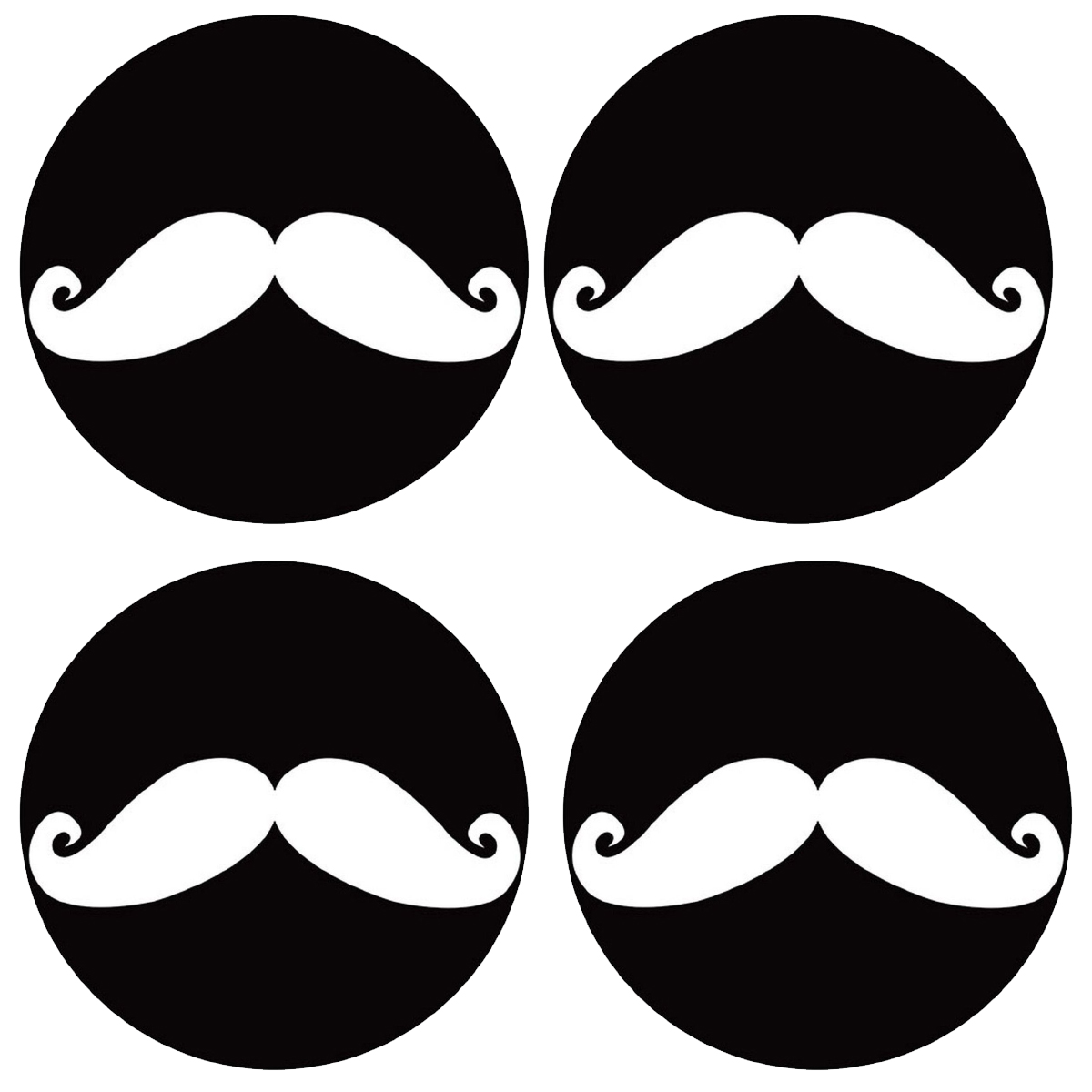 Lot de 4 dessous de verres ronds Moustache blanche by Cbkreation