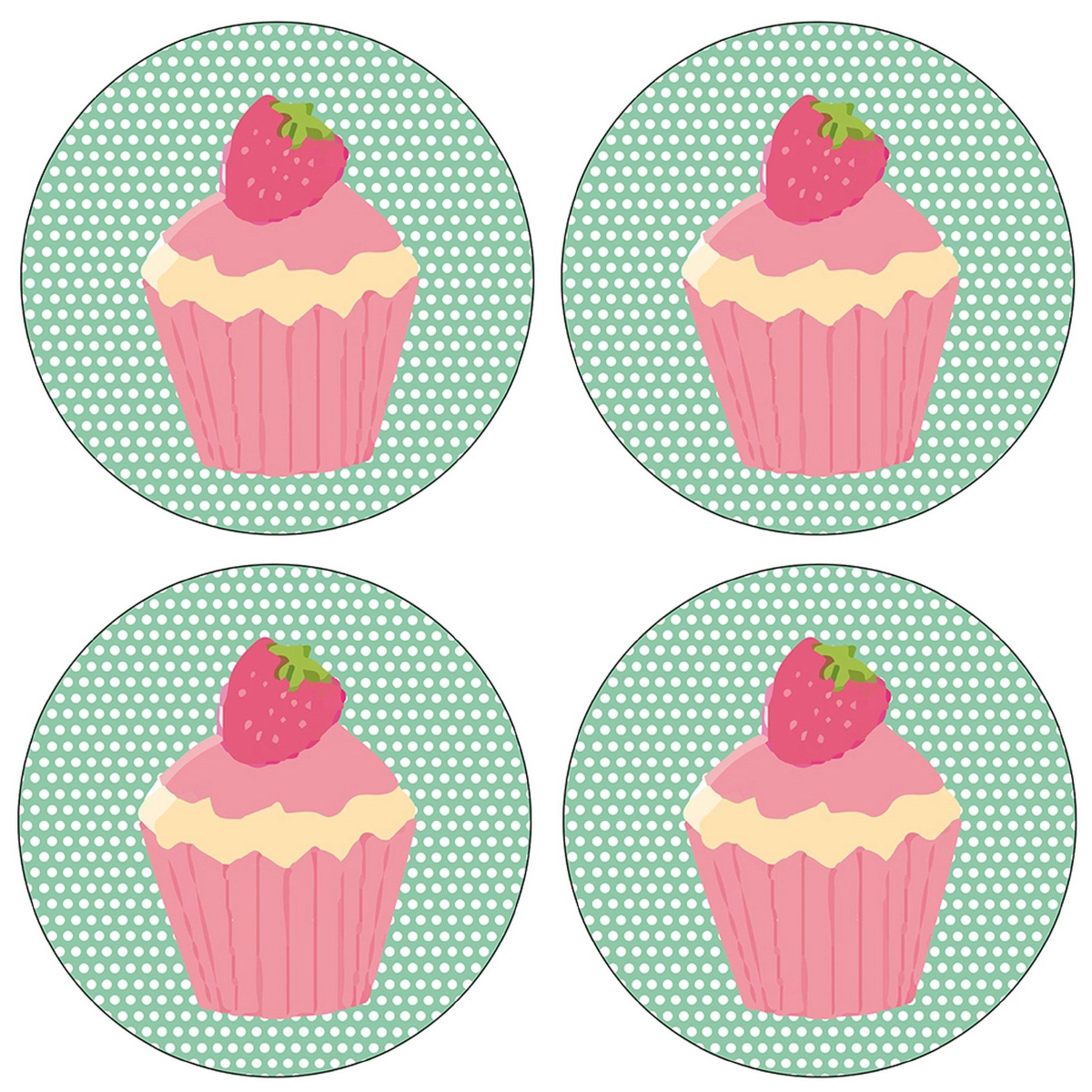 Set de 4 dessous de verres ronds Cupcakes by Cbkreation