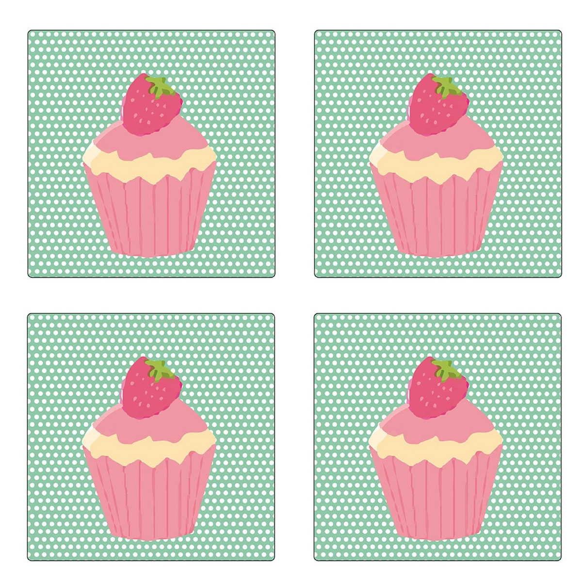 Set de 4 dessous de verres carrs Cupcakes by Cbkreation