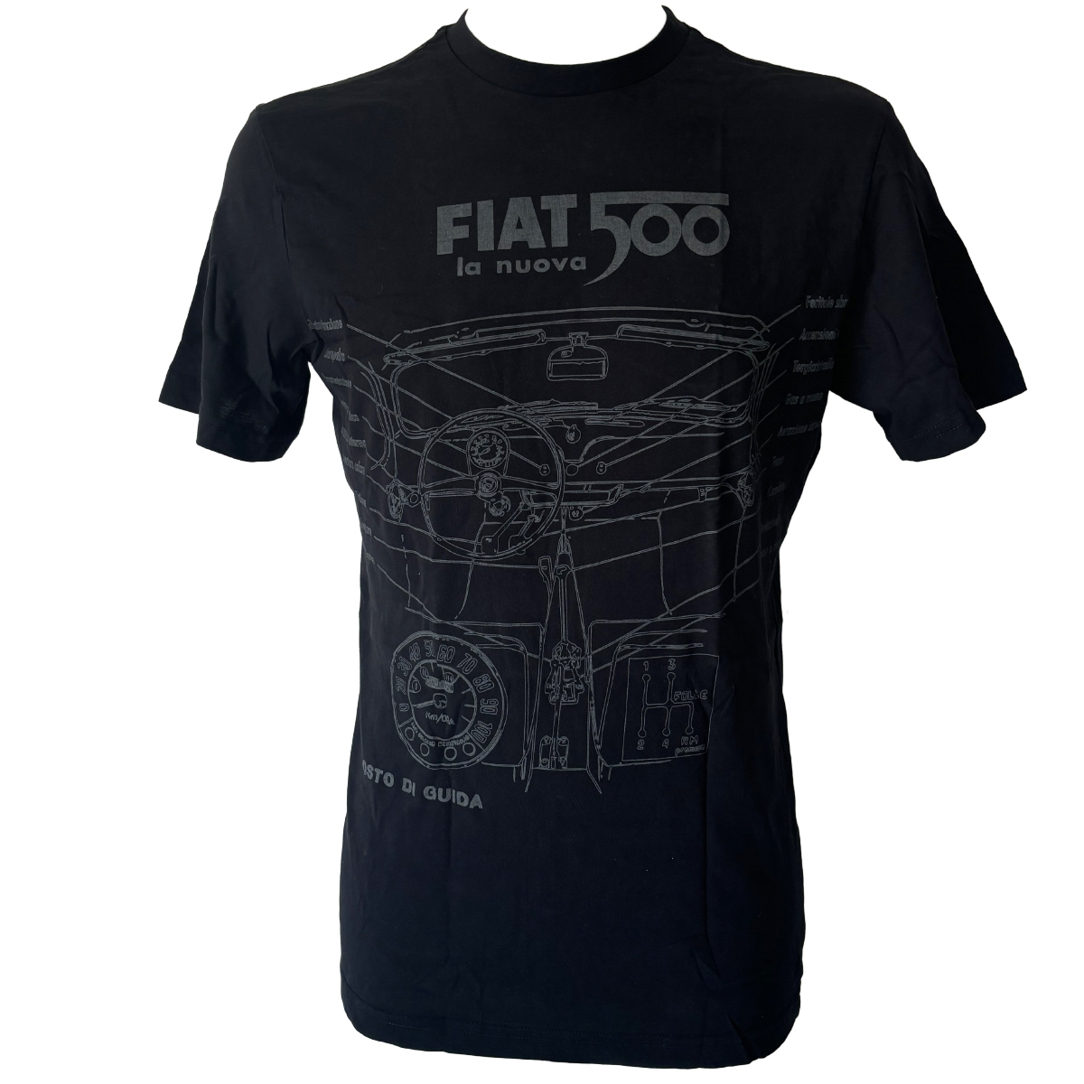 Tee-shirt Homme noir Fiat 500 la nuova taille XL