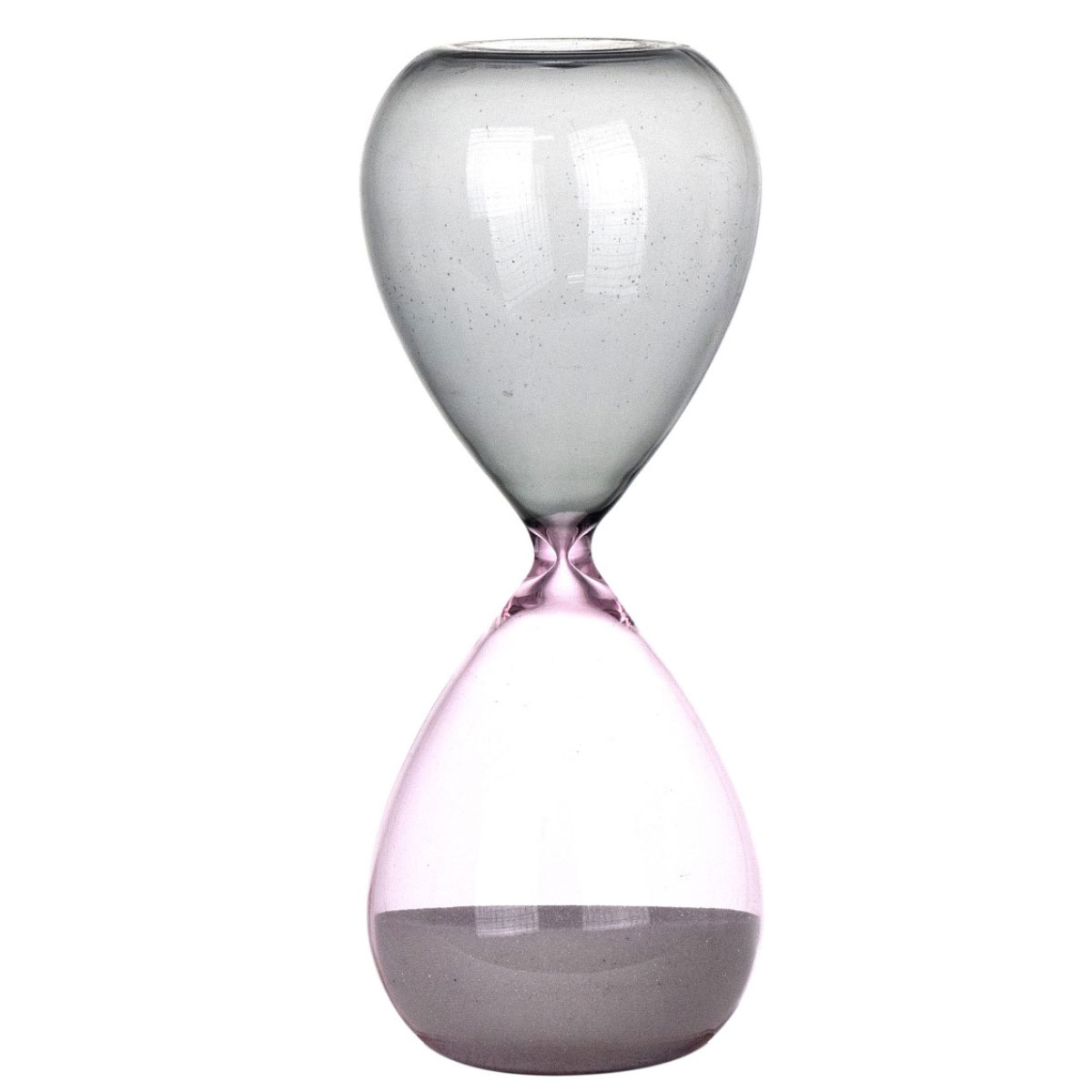 Sablier en verre rose et gris - 15 minutes