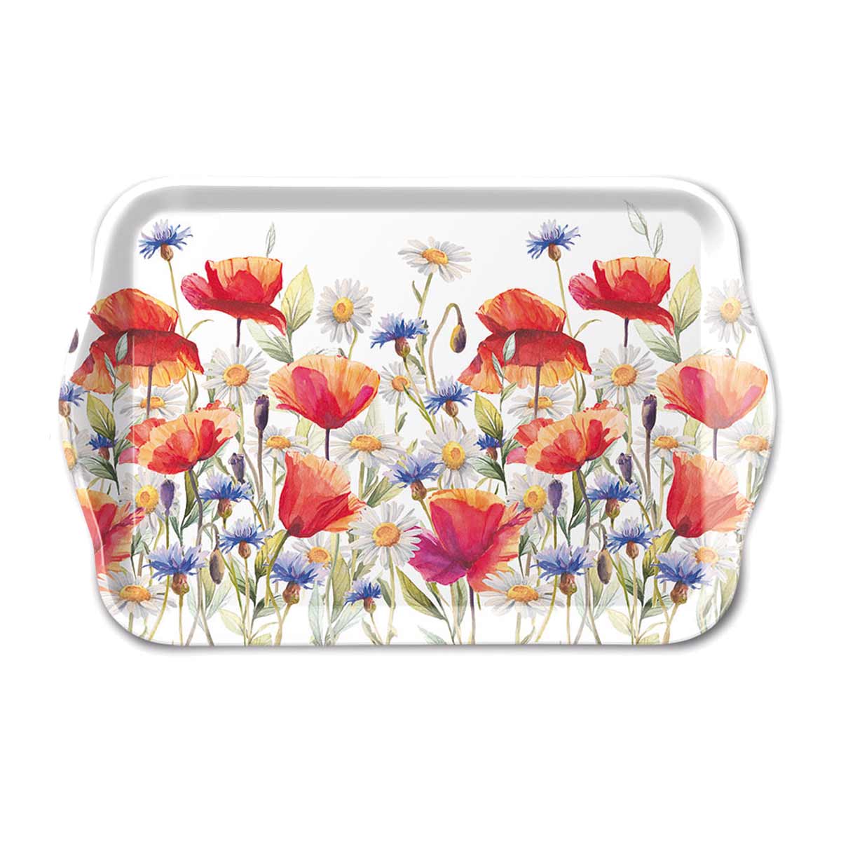 Mini Plateau Rectangulaire Motif Coquelicots et Bleuets