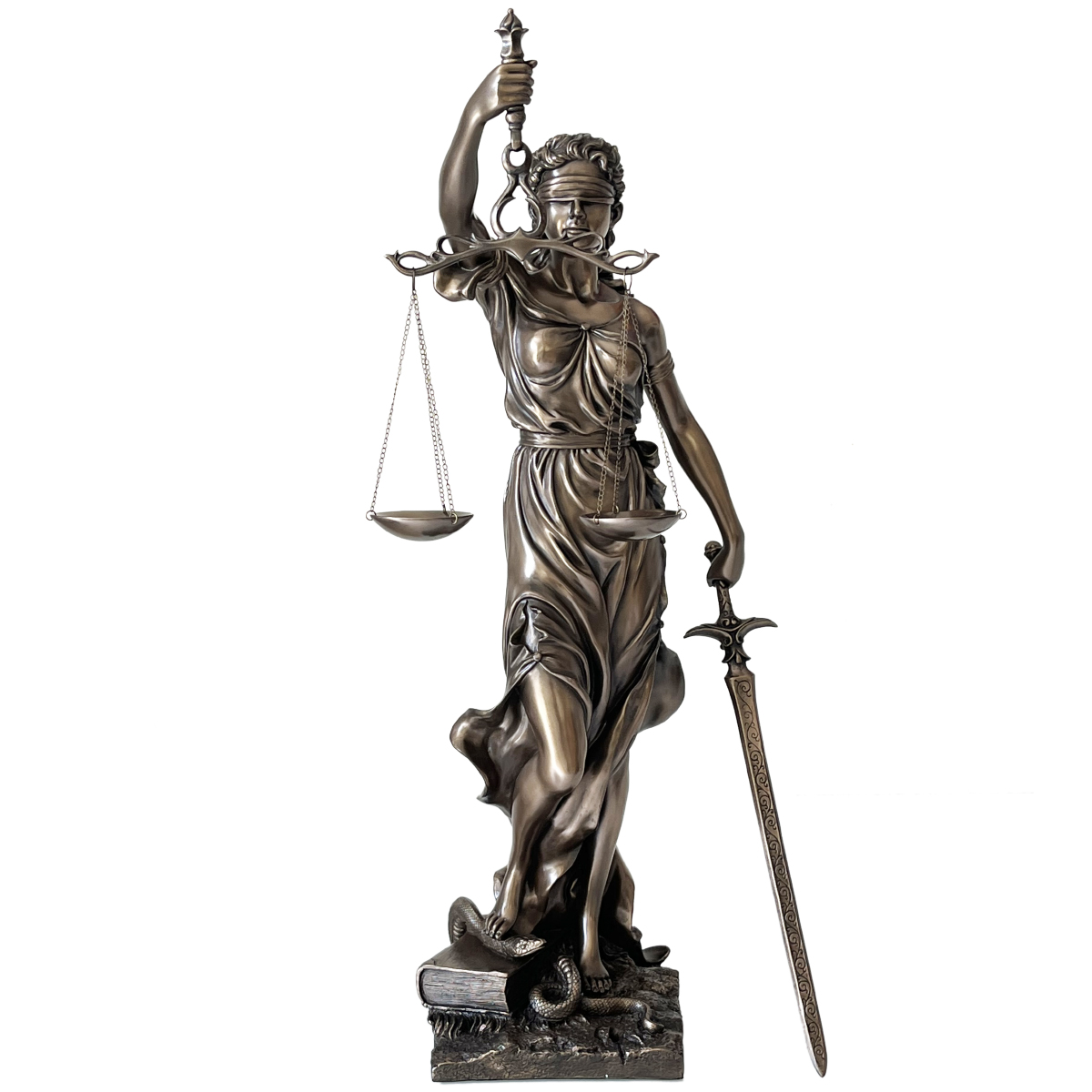 Statue Justitia Themis en rsine aspect bronze 73 cm