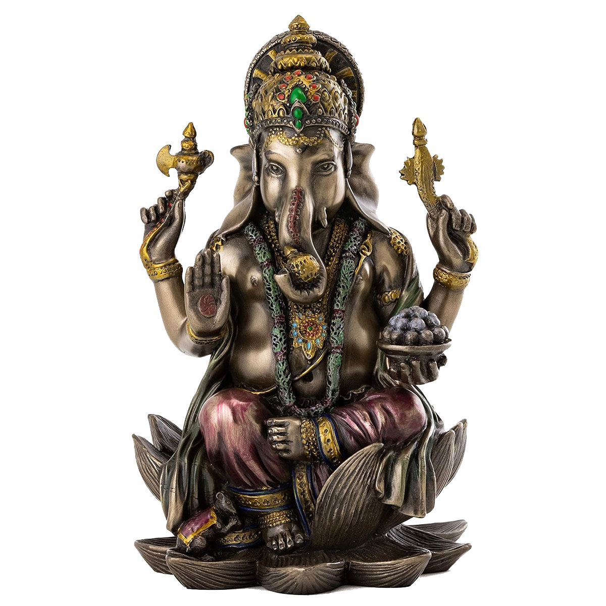 Figurine Ganesha en rsine aspect bronze 18 cm