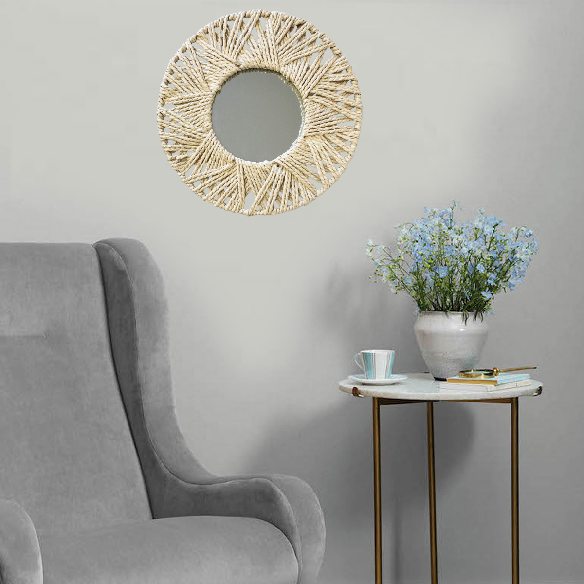 Miroir rond en papier tress 30 cm