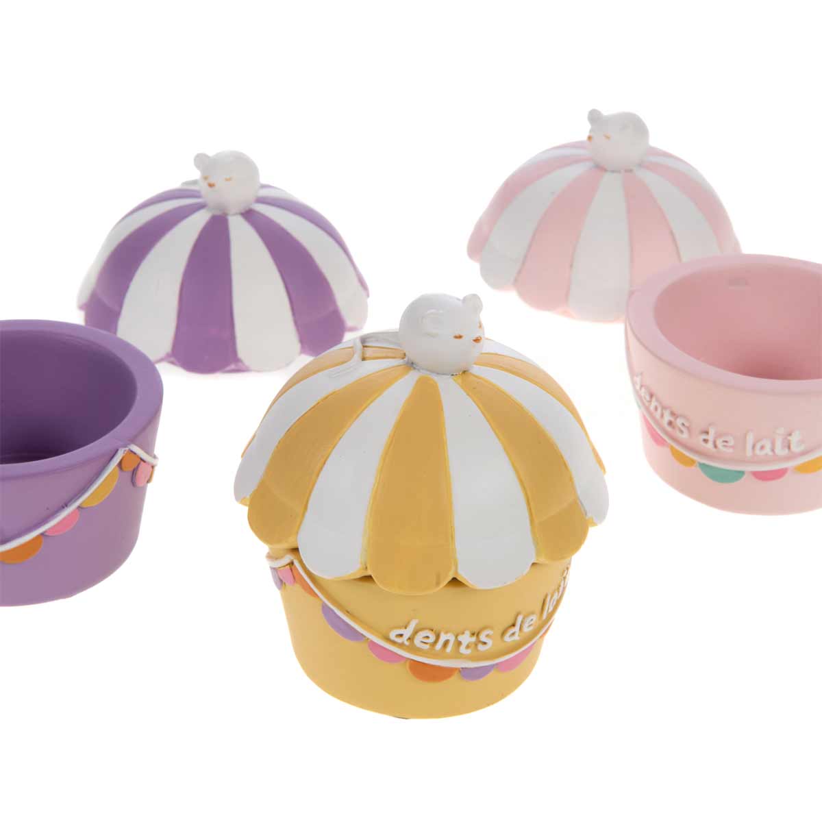 Petite boite  dents de lait souris sur pot de glace rose