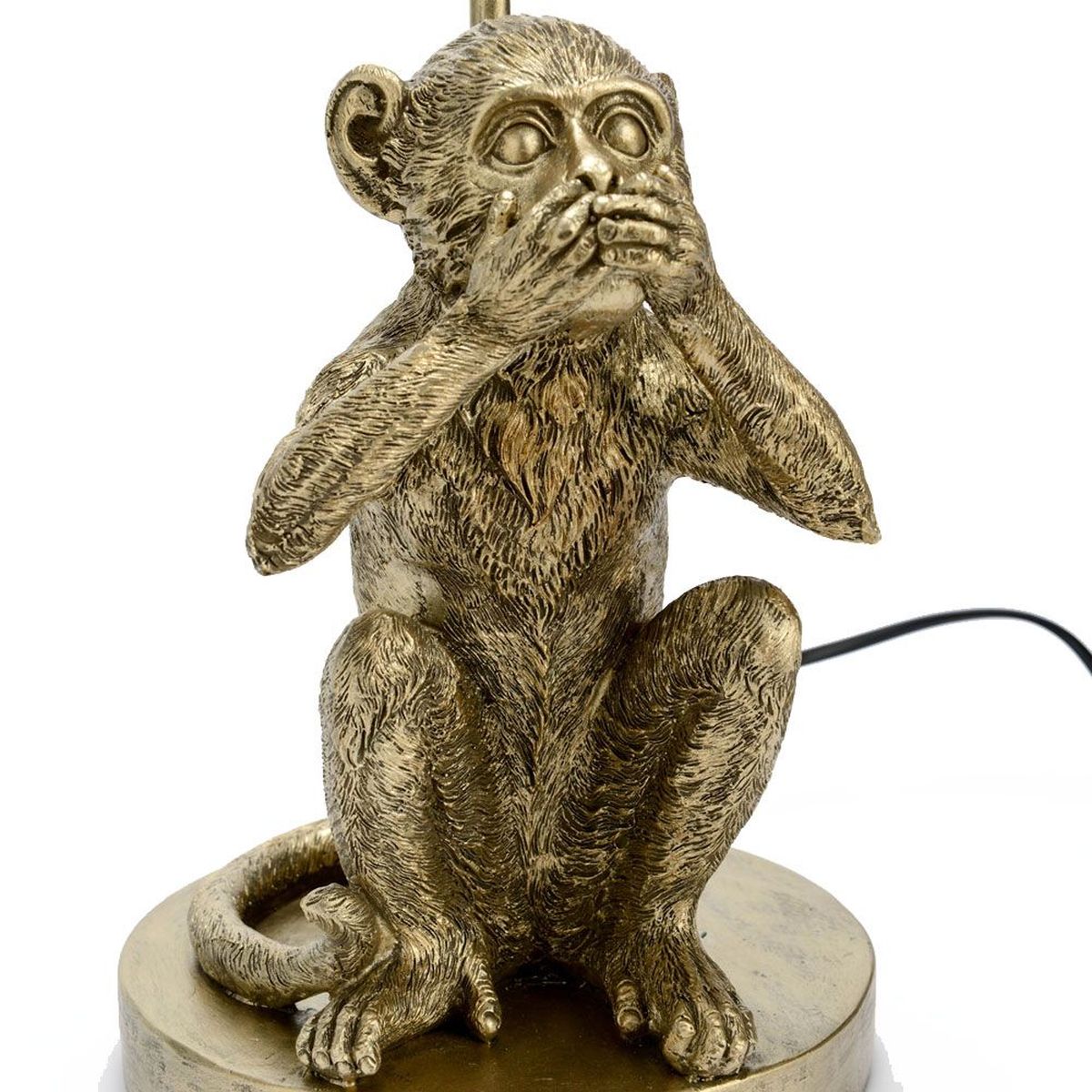 Pied de Lampe Singe en rsine Or - Ne pas parler