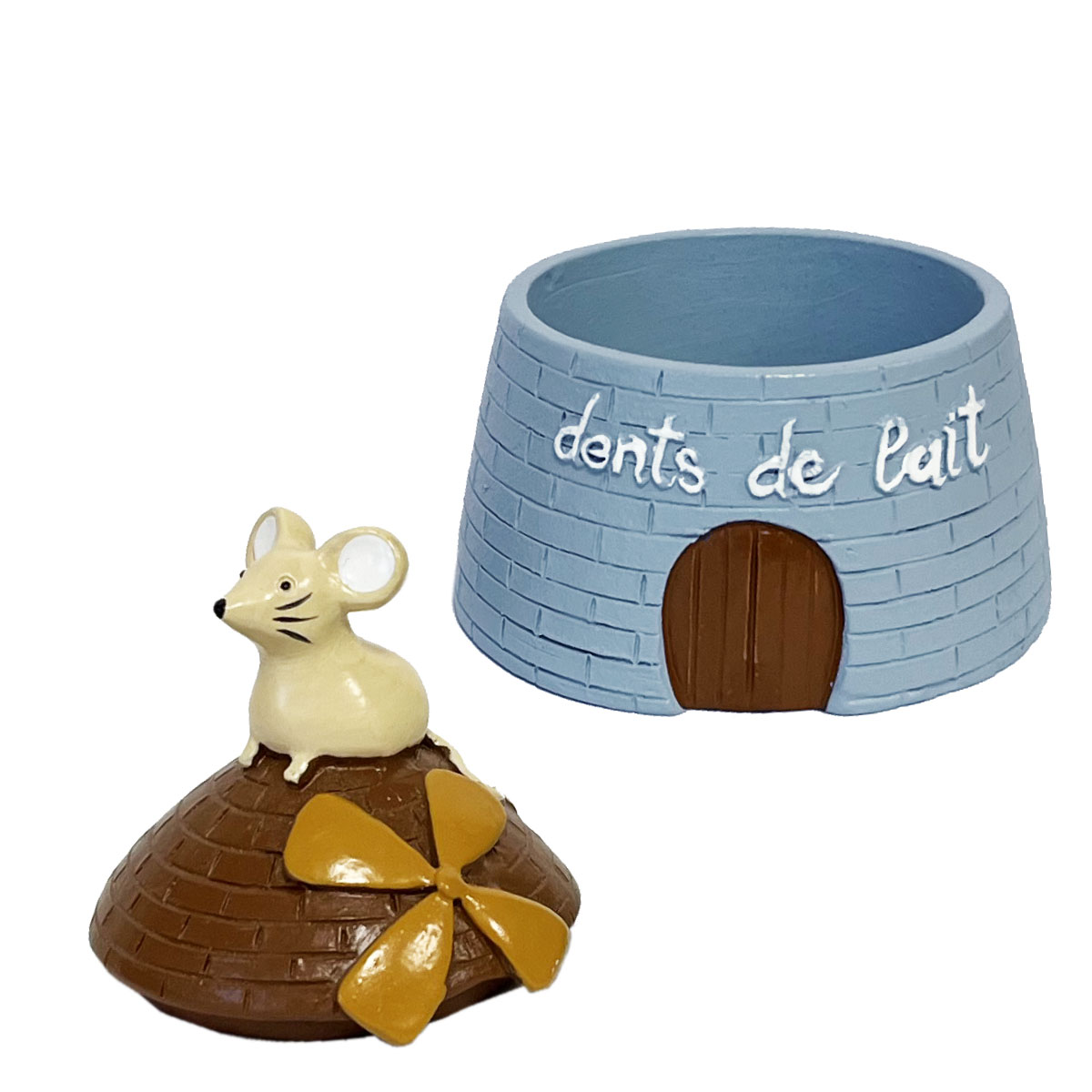 Petite boite  dents de lait petit moulin bleu et souris