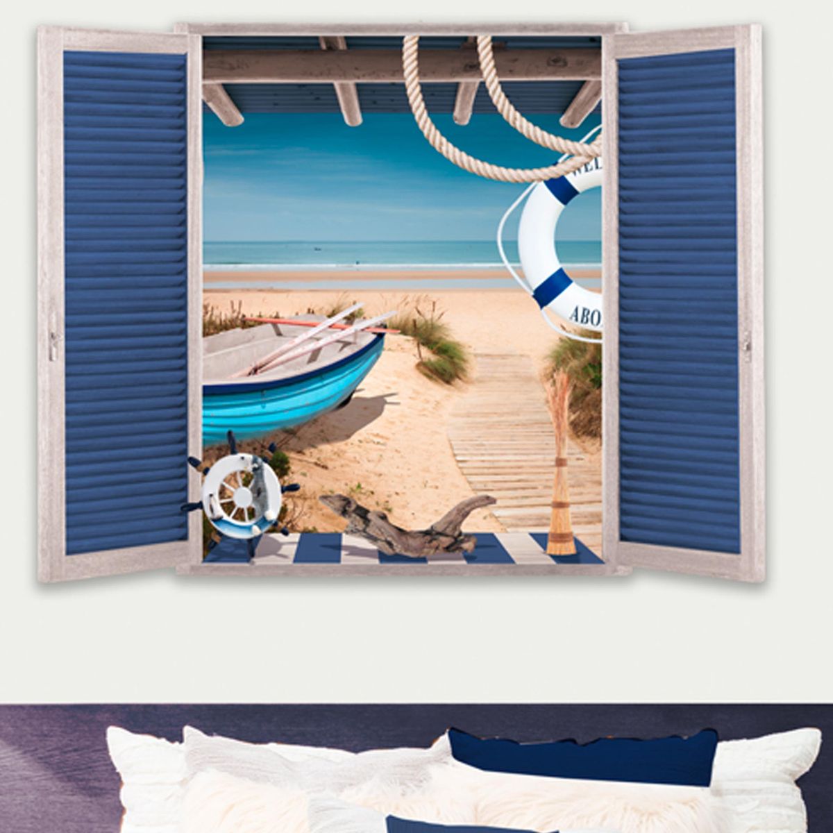 Sticker mural Trompe l'oeil bord de Mer 50 x 70 cm