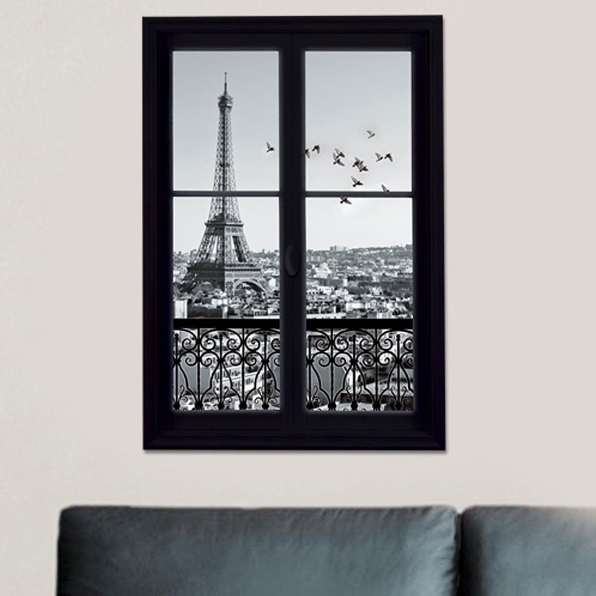 Sticker Trompe l'oeil Paris Tour Eiffel 68 x 48 cm