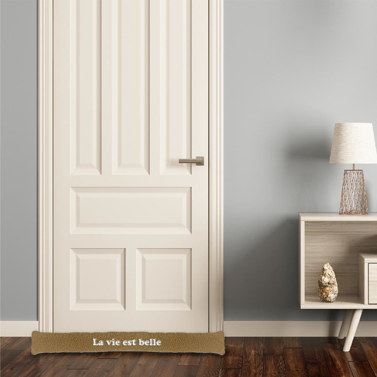 Coussin de porte beige - La vie est belle