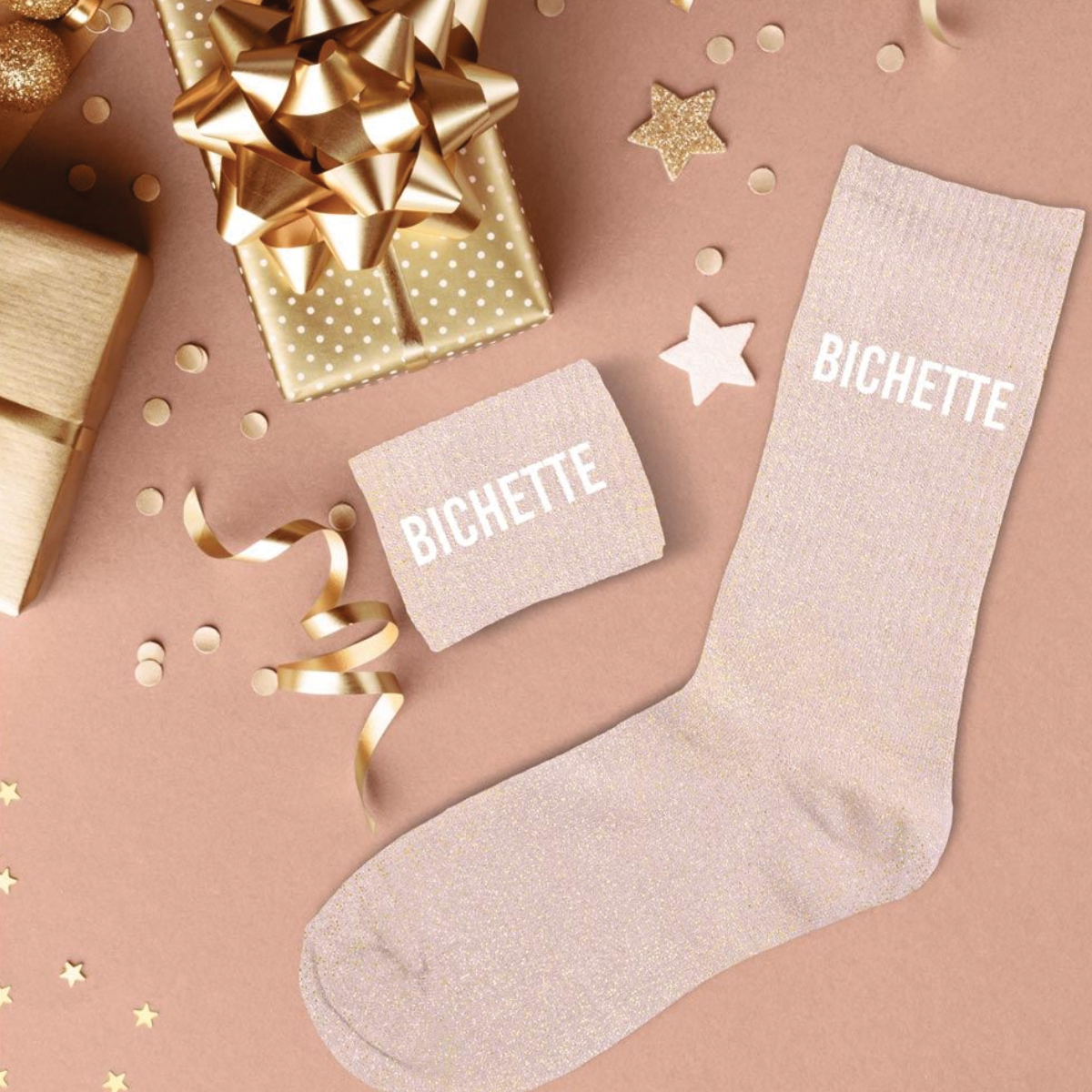 Paire de chaussettes Paillettes Bichette  Rose Pastel