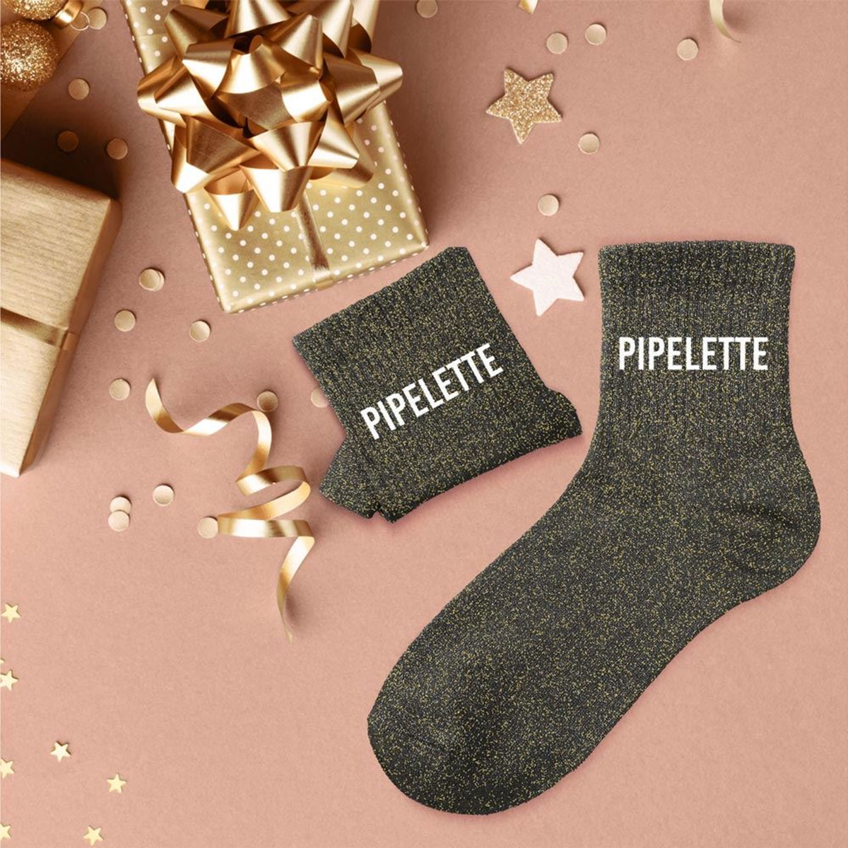 Paire de chaussettes Paillettes Pipelette  Noire