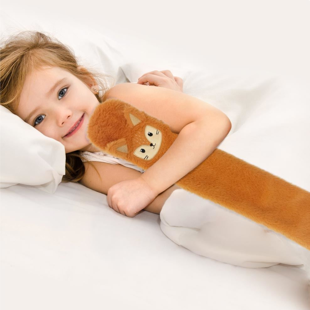 Bouillotte longue pour enfant en fourrure renard