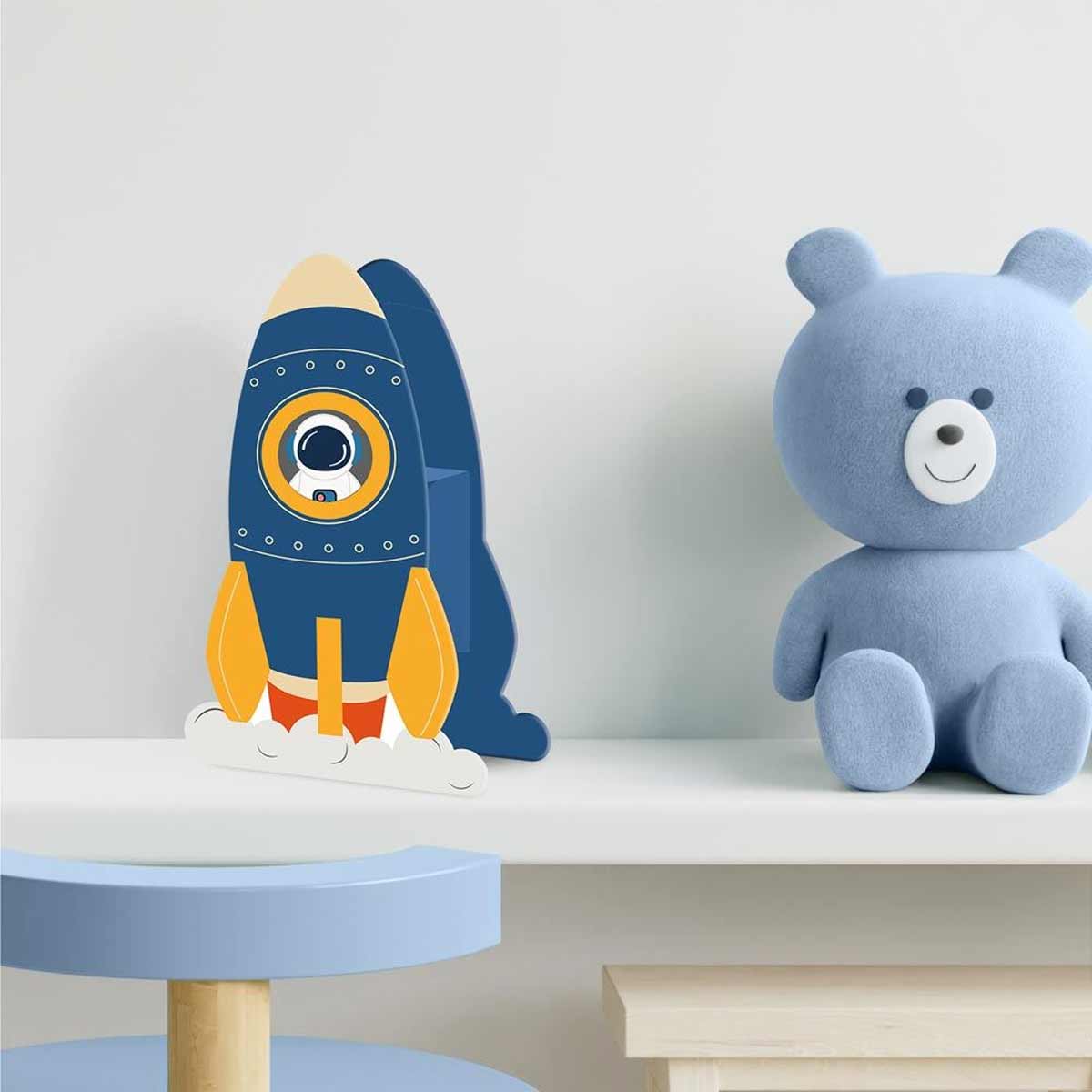 Tirelire pour enfant en forme de fuse bleue