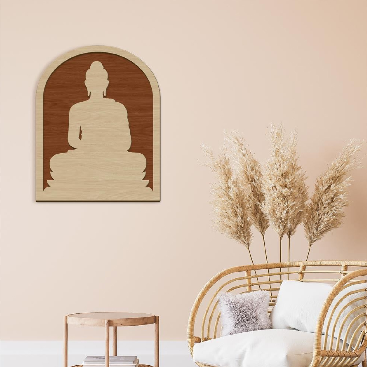 Dcoration Murale en Bois Bouddha 50 cm