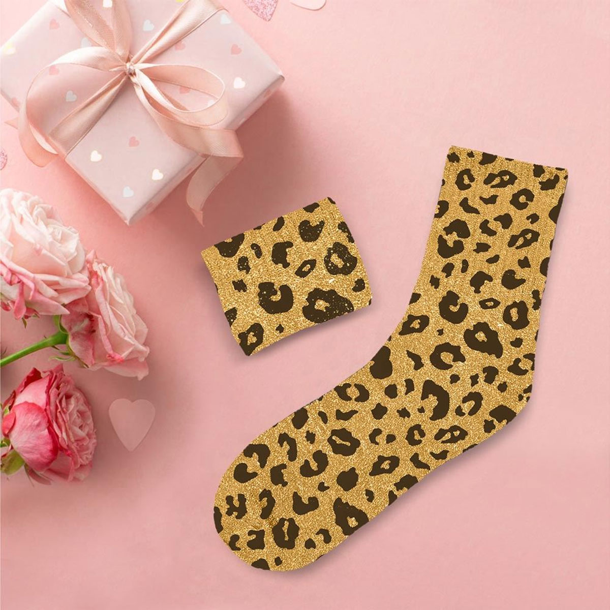 Paire de Chaussettes Pailletes Motif Lopard