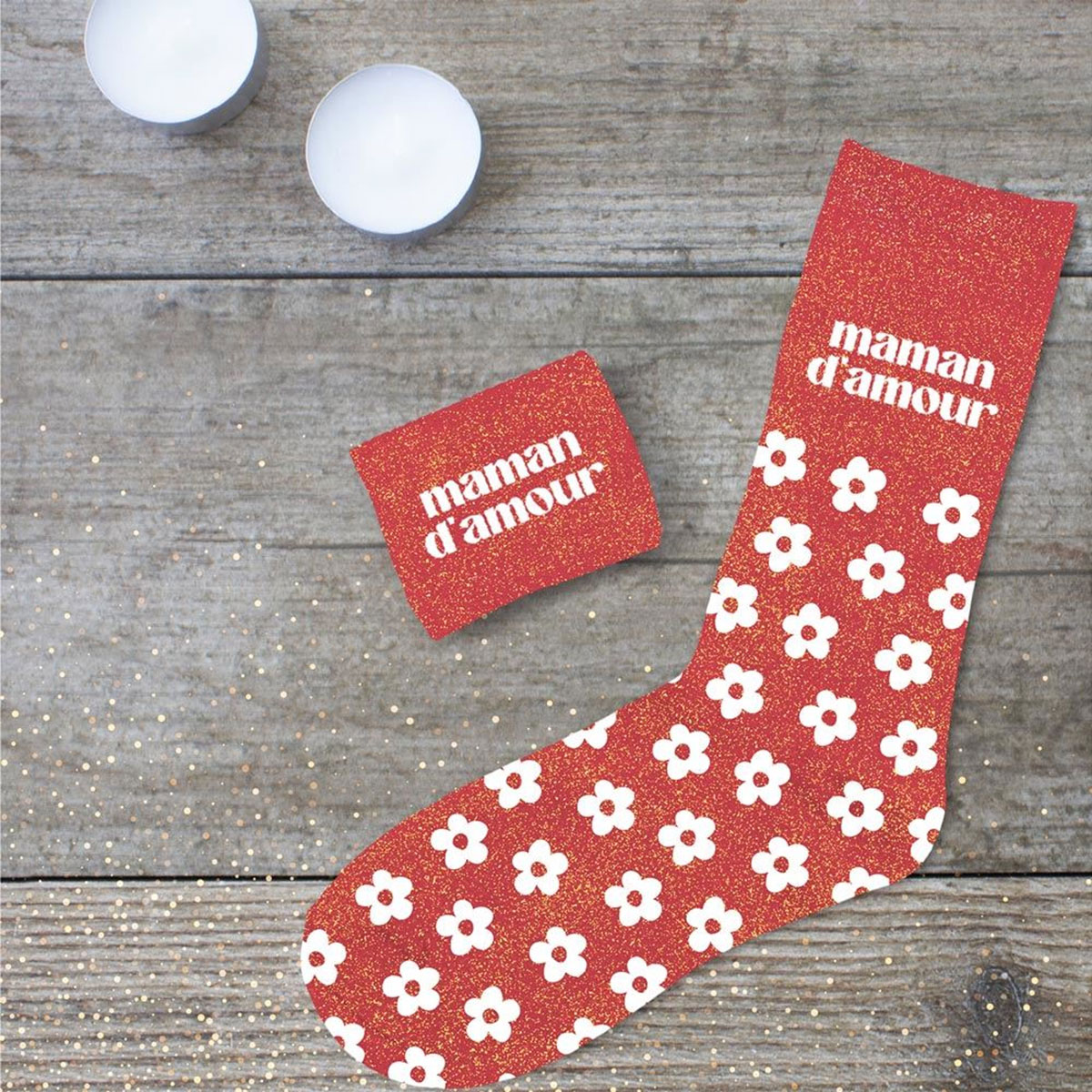 Paire de Chaussettes Pailletes Maman d'Amour