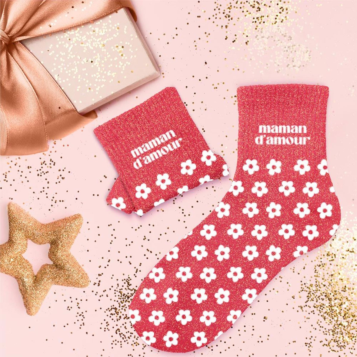 Paire de Chaussettes Pailletes Maman d'Amour