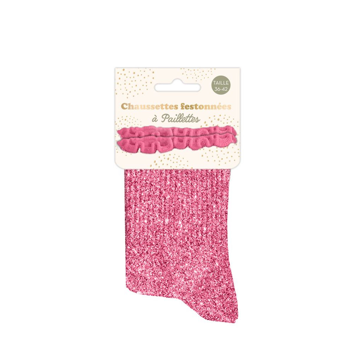 Paire de Chaussettes Paillettes  Feston Bisous  Rose